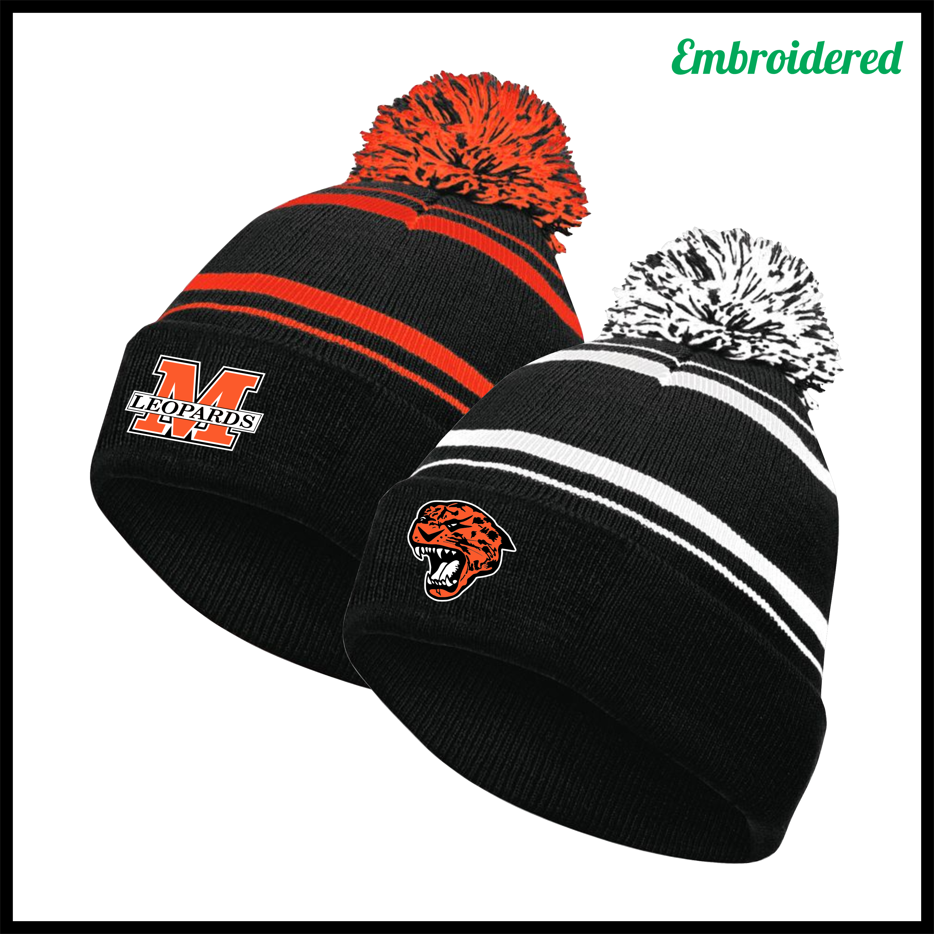 MES Striped Beanie With Pom