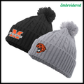 MES Cable Knit Beanie With Pom