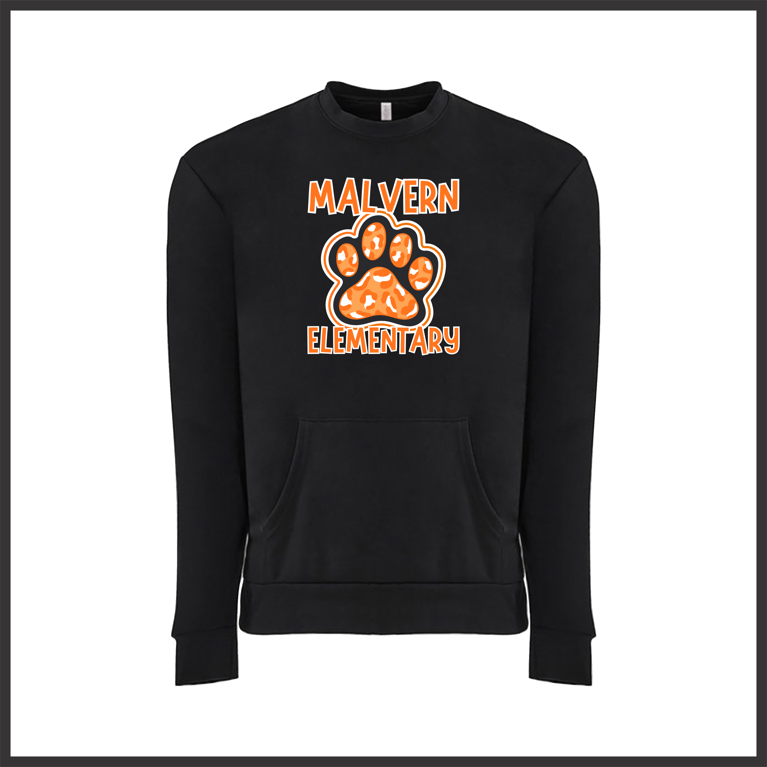 MES Malvern Elementary Paw Leopard Print POCKET Crewneck Sweatshirt