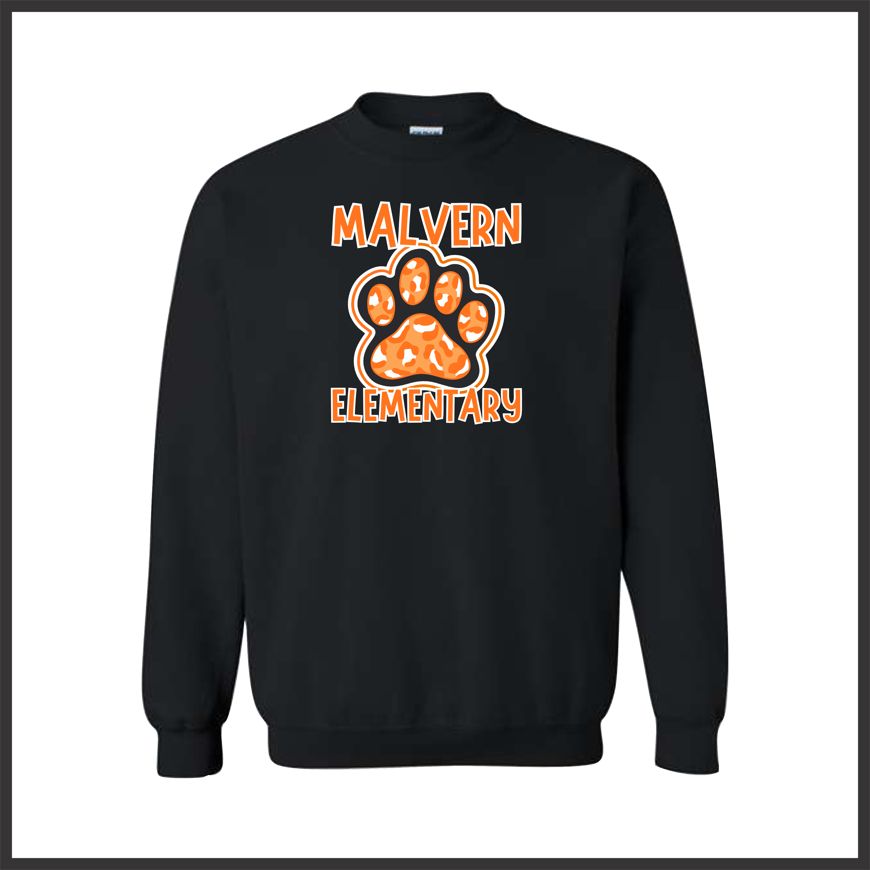 MES Malvern Elementary Paw Leopard Print Cotton Blend Crewneck Sweatshirt