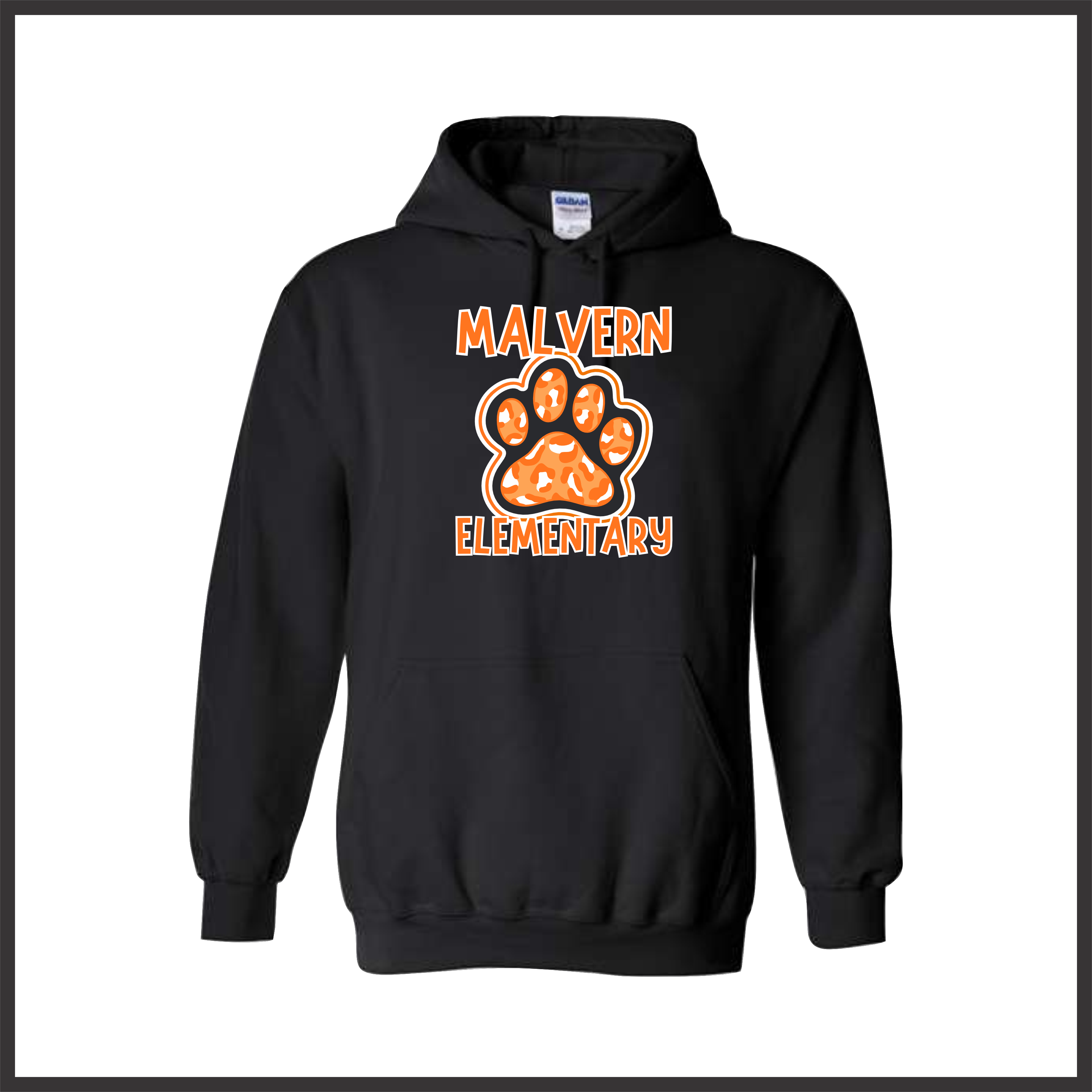 MES Malvern Elementary Paw Leopard Print Cotton Blend Hoodie Sweatshirt