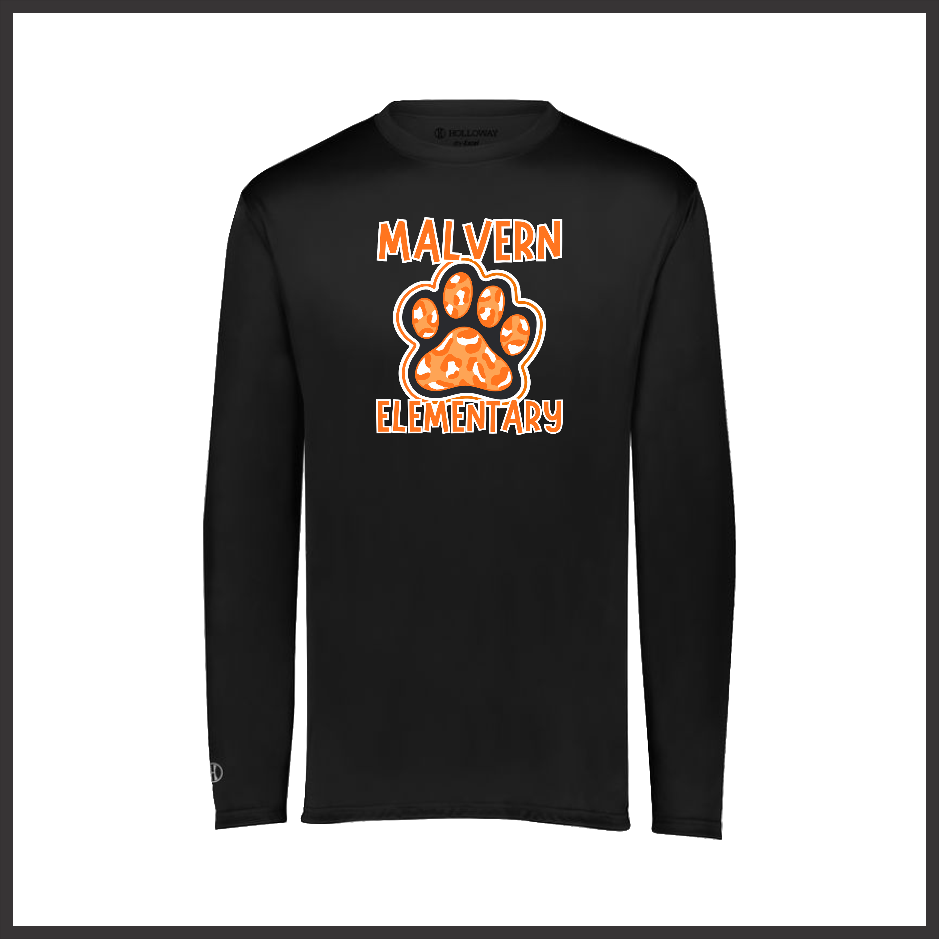 MES Malvern Elementary Paw Leopard Print Long Sleeve 100% Poly Wicking T-Shirt