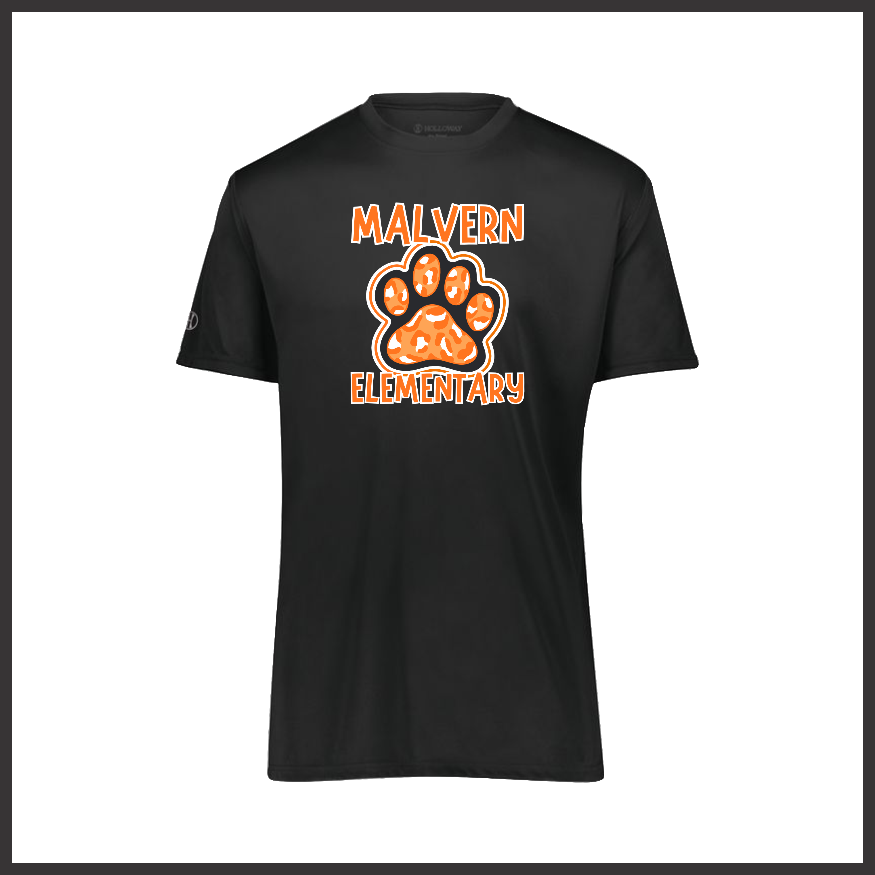 MES Malvern Elementary Paw Leopard Print Short Sleeve 100% Poly Wicking T-Shirt