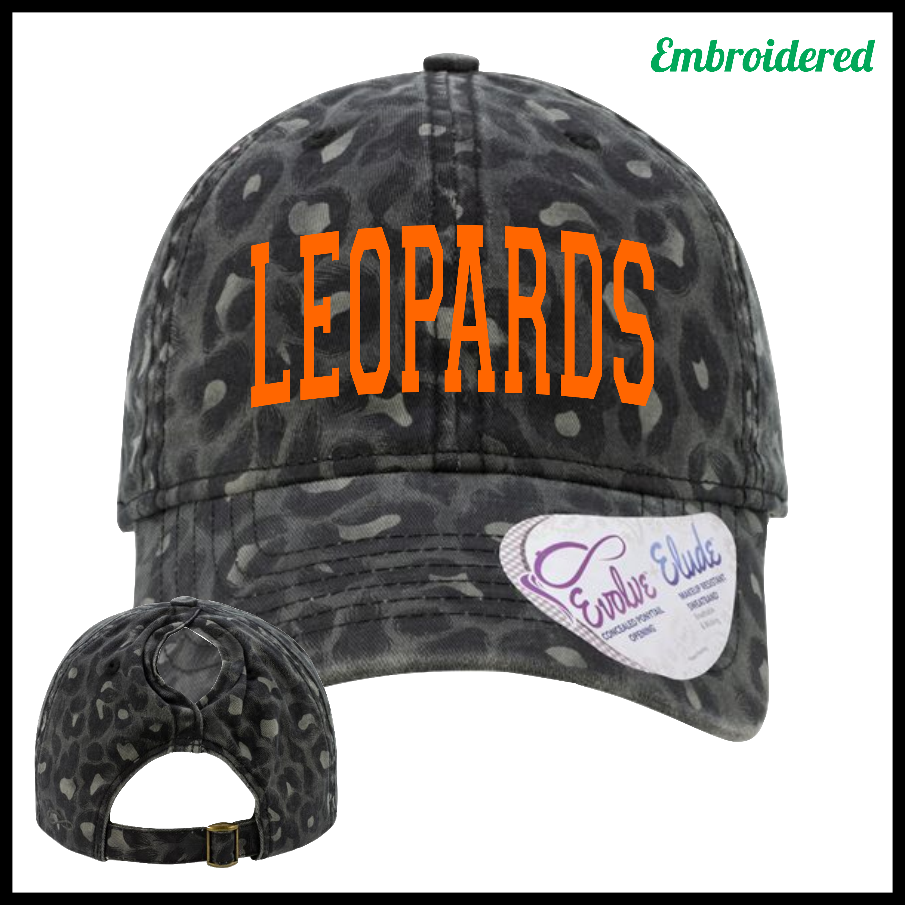 MES LEOPARDS Text Leopard Print Hat