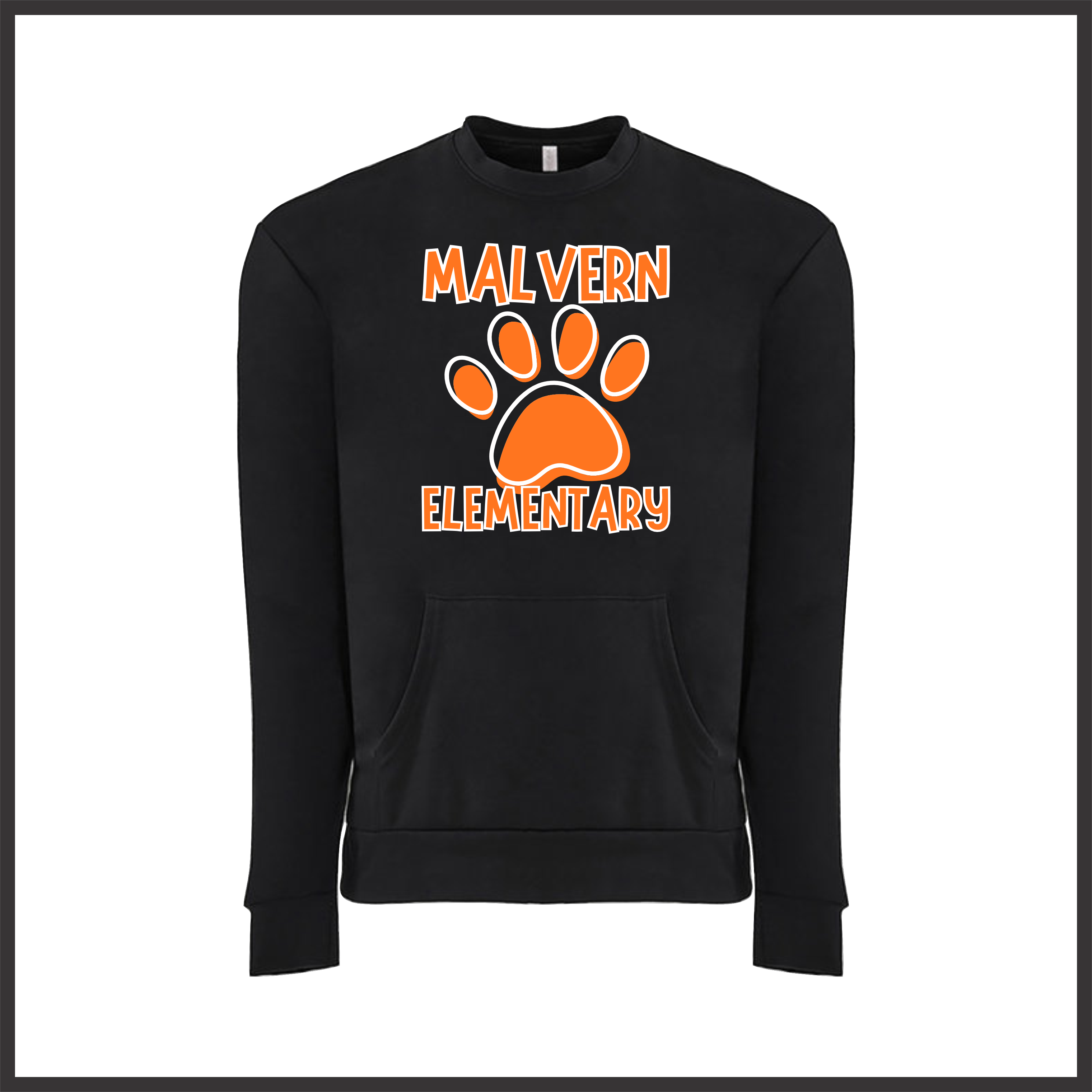 MES Malvern Elementary Paw Solid Print POCKET Crewneck Sweatshirt