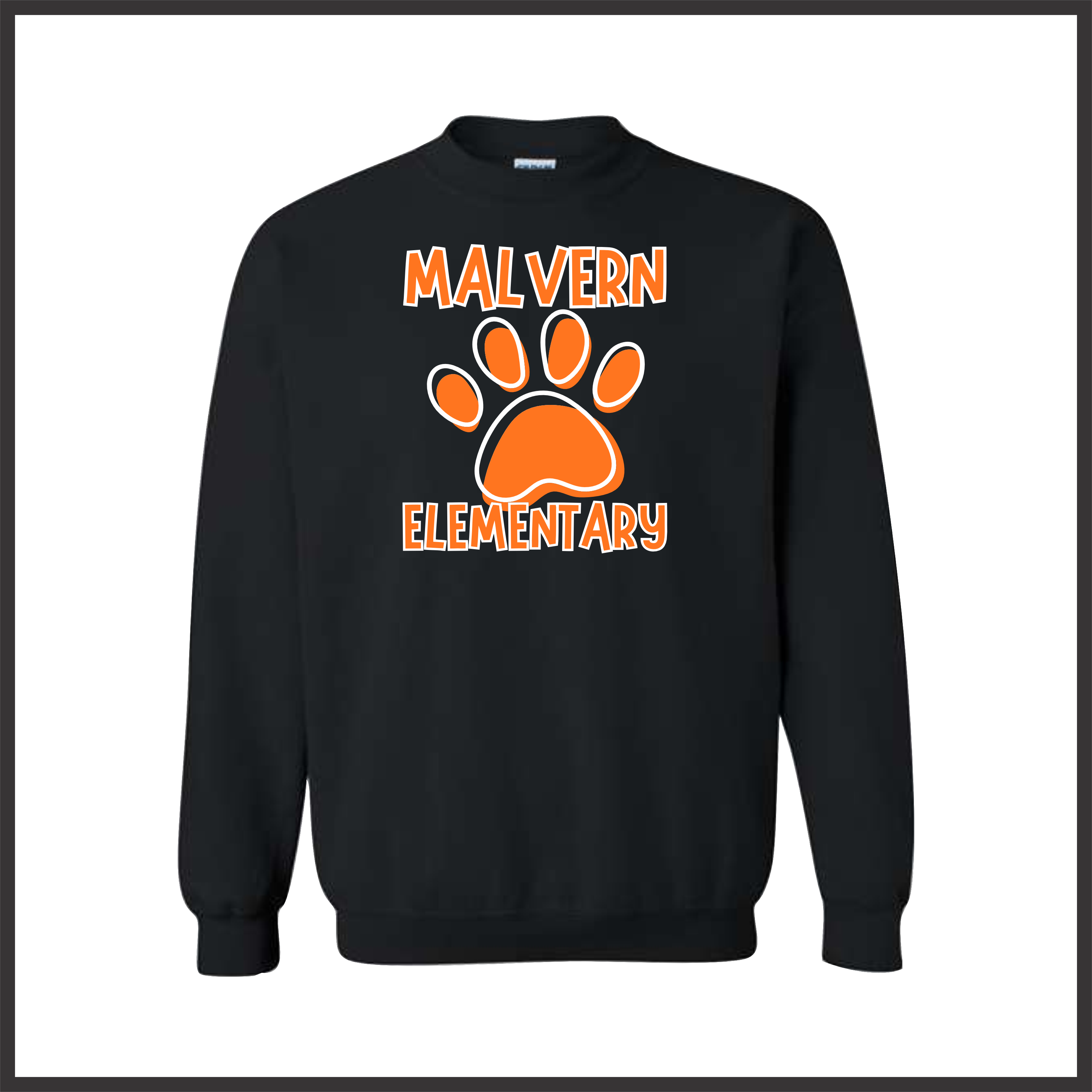 MES Malvern Elementary Paw Solid Print Cotton Blend Crewneck Sweatshirt