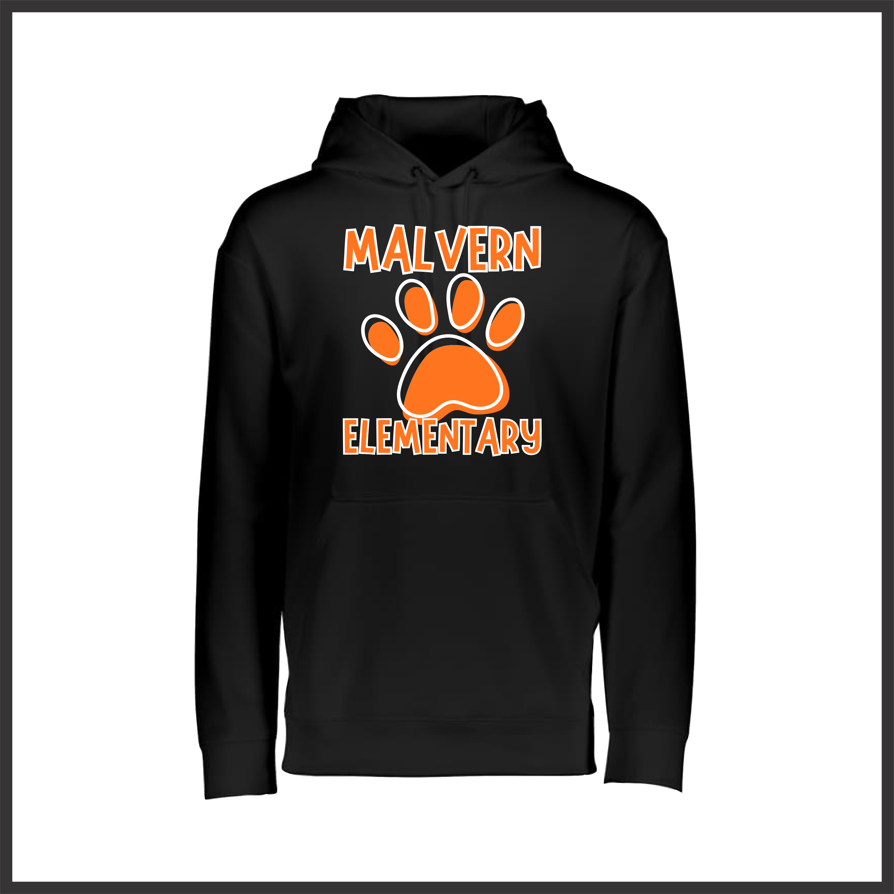 MES Malvern Elementary Paw Solid Print 100% Poly Wicking Hoodie Sweatshirt