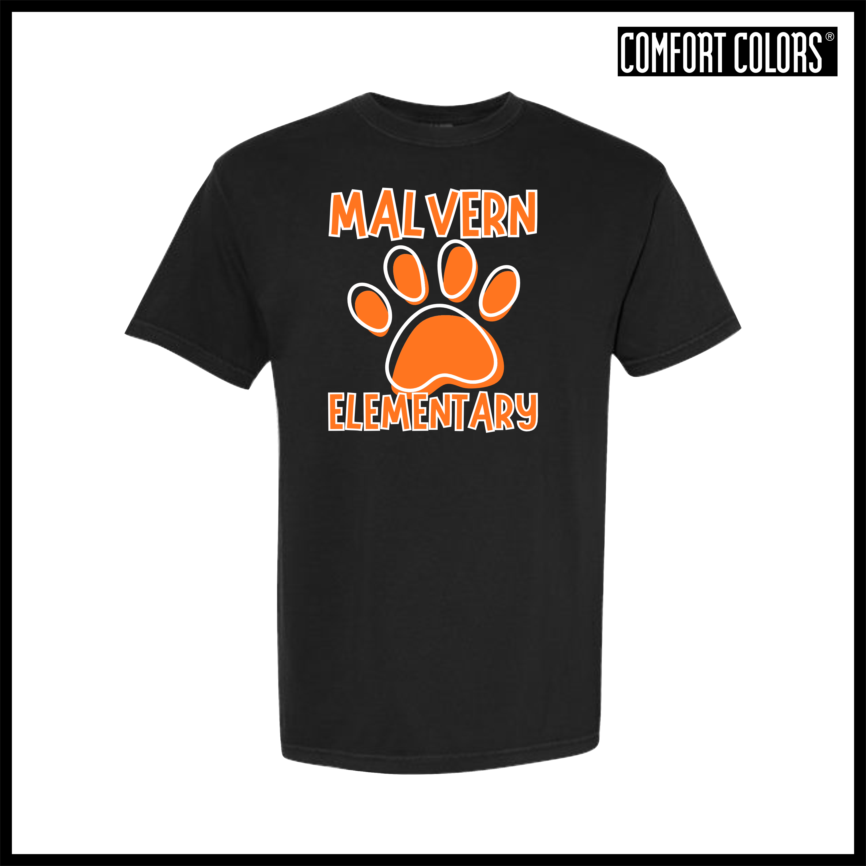 MES Malvern Elementary Paw Solid Print Short Sleeve Comfort Colors T-Shirt