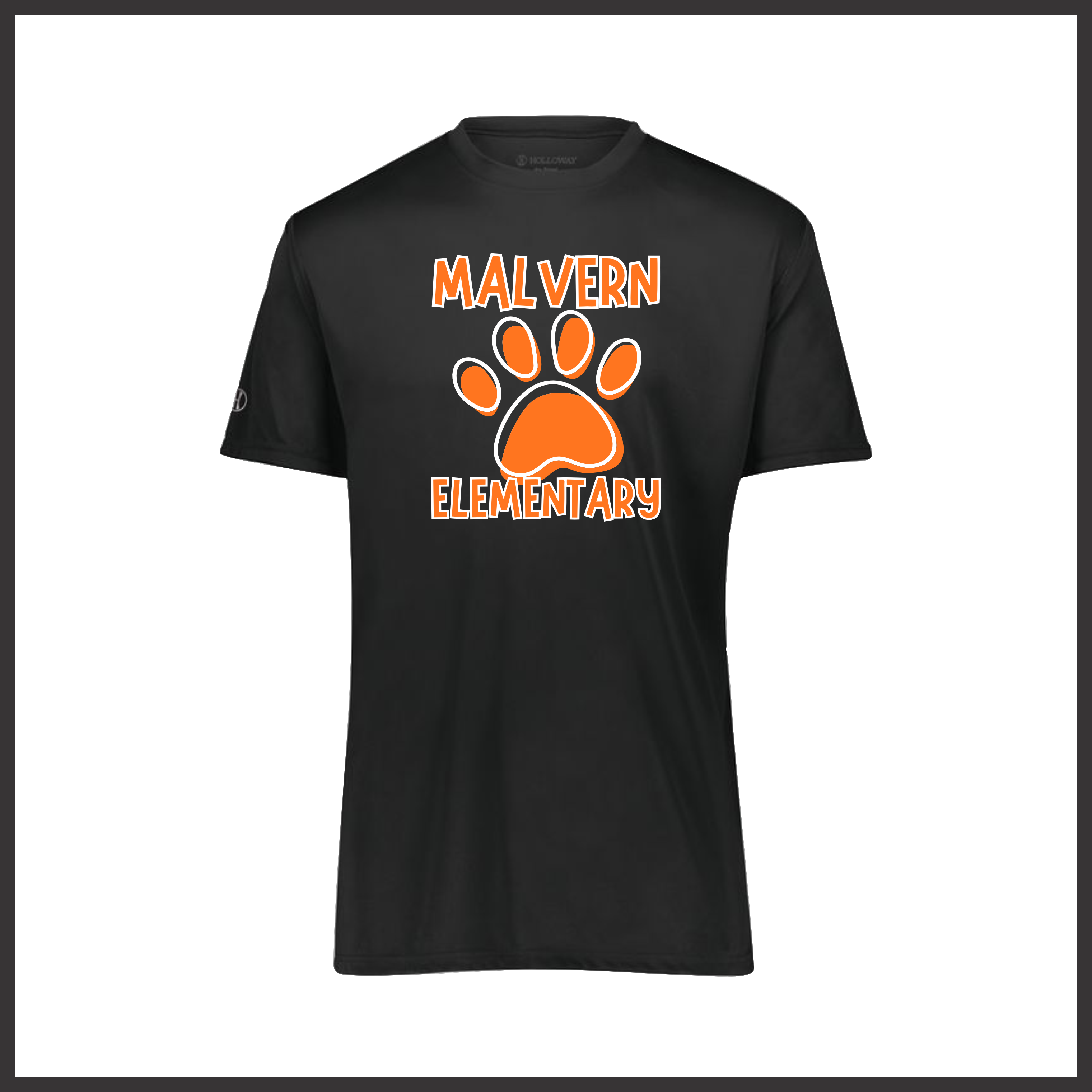 MES Malvern Elementary Paw Solid Print Short Sleeve 100% Poly Wicking T-Shirt