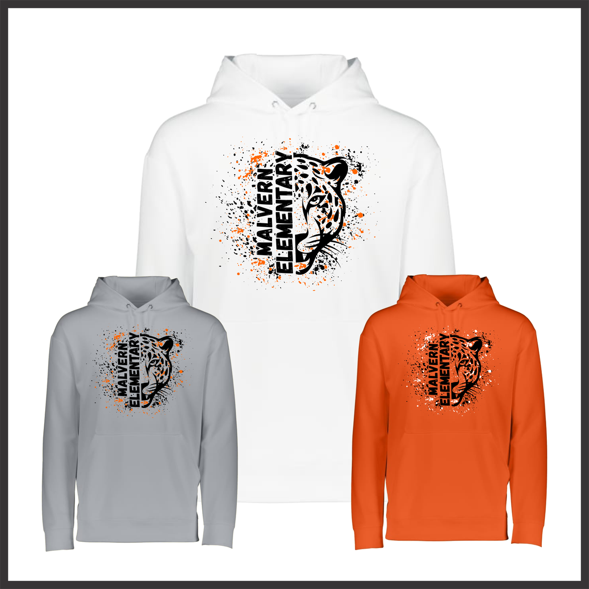 MES LLPO Malvern Elementary Splatter Print 100% Poly Wicking Hoodie Sweatshirt