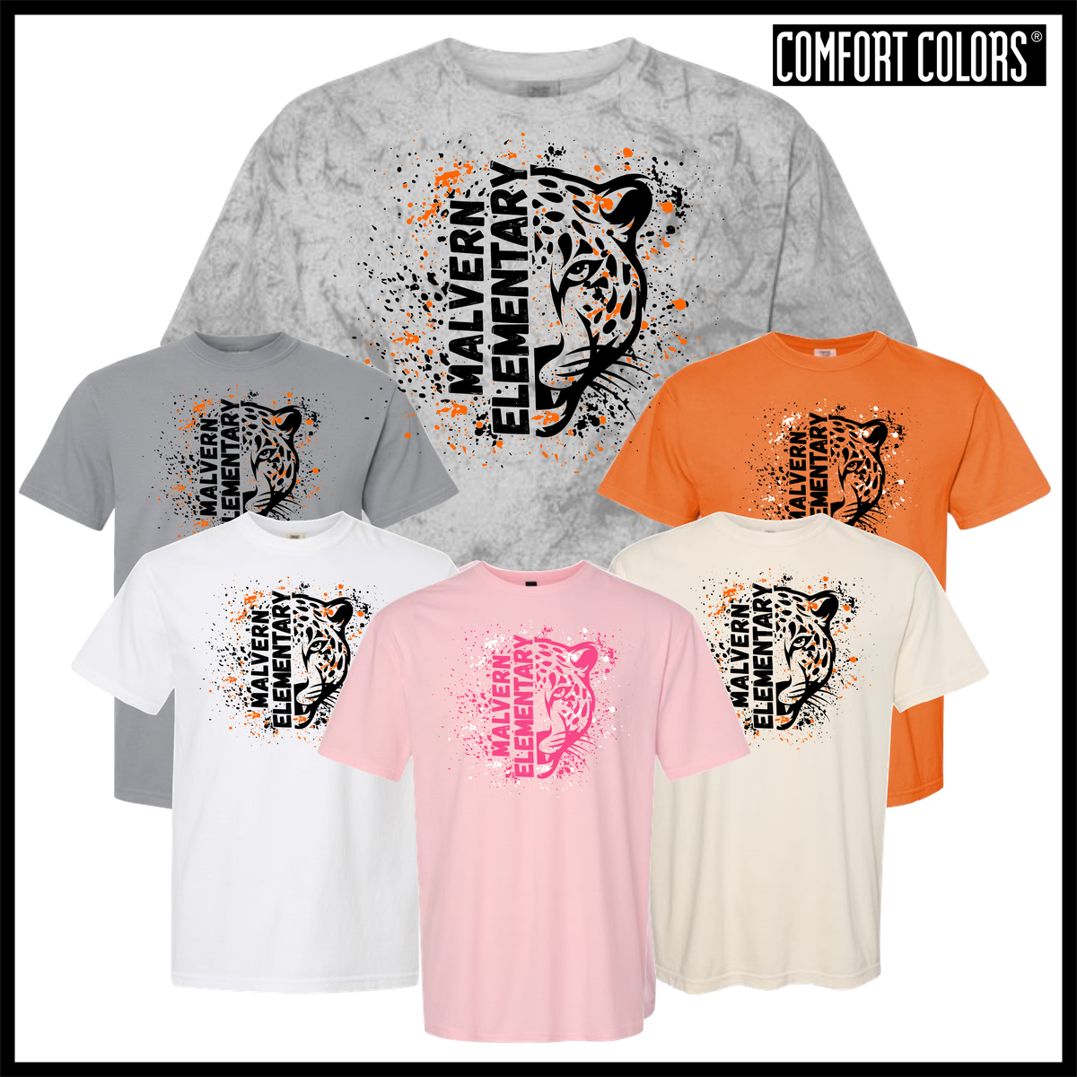 MES LLPO Malvern Elementary Splatter Print Short Sleeve Comfort Colors T-Shirt