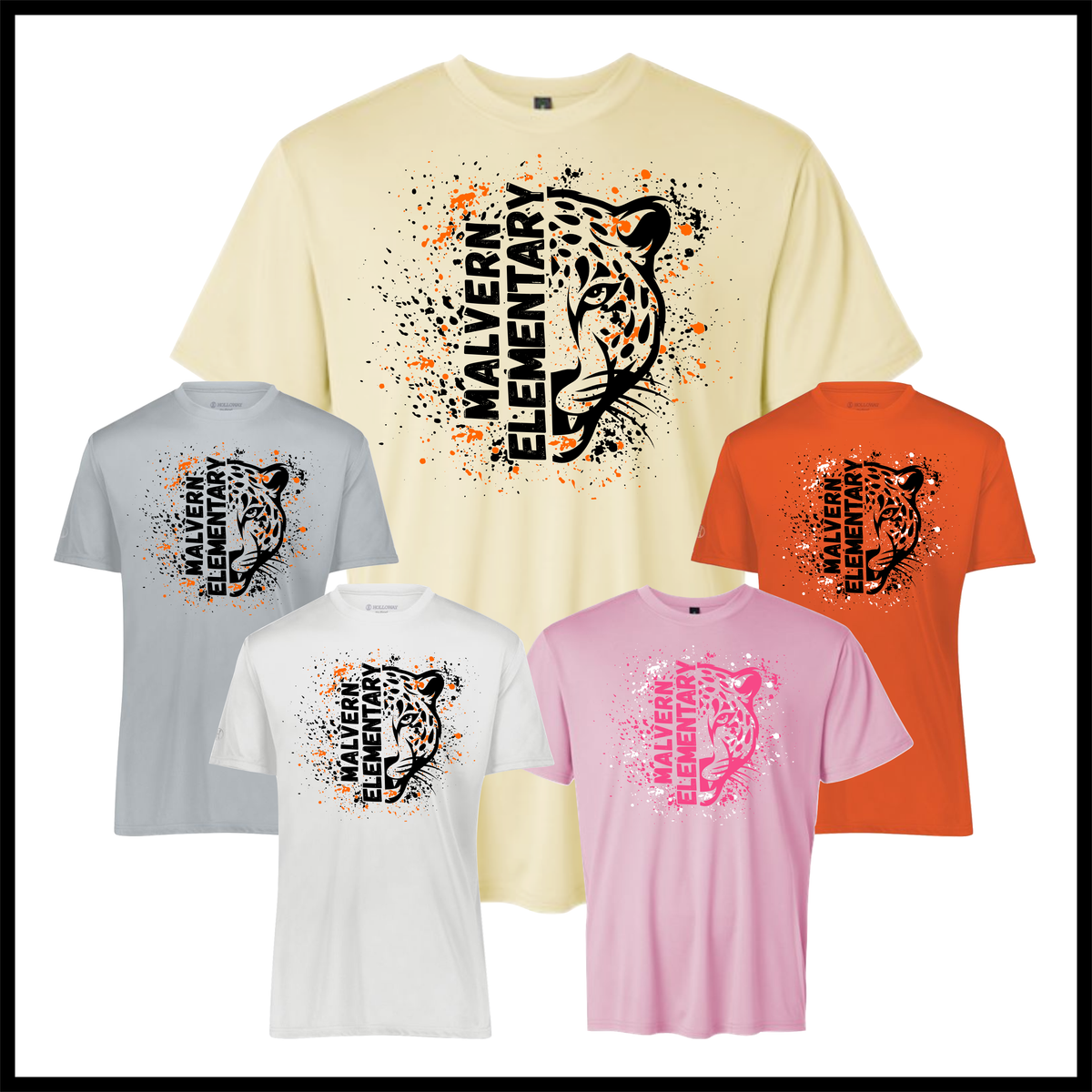MES LLPO Malvern Elementary Splatter Print Short Sleeve 100% Poly Wicking T-Shirt