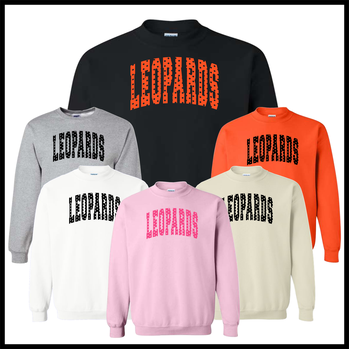 MES LLPO Leopards Polka Dot Cotton Blend Crewneck Sweatshirt