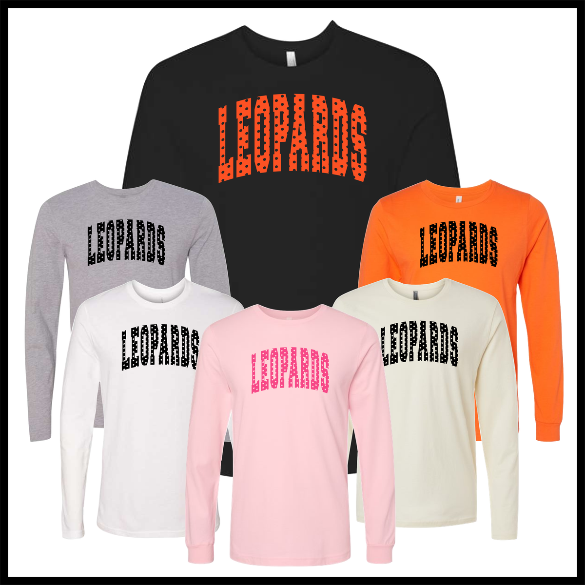 MES LLPO Leopards Polka Dot Long Sleeve Ringspun Cotton T-Shirt