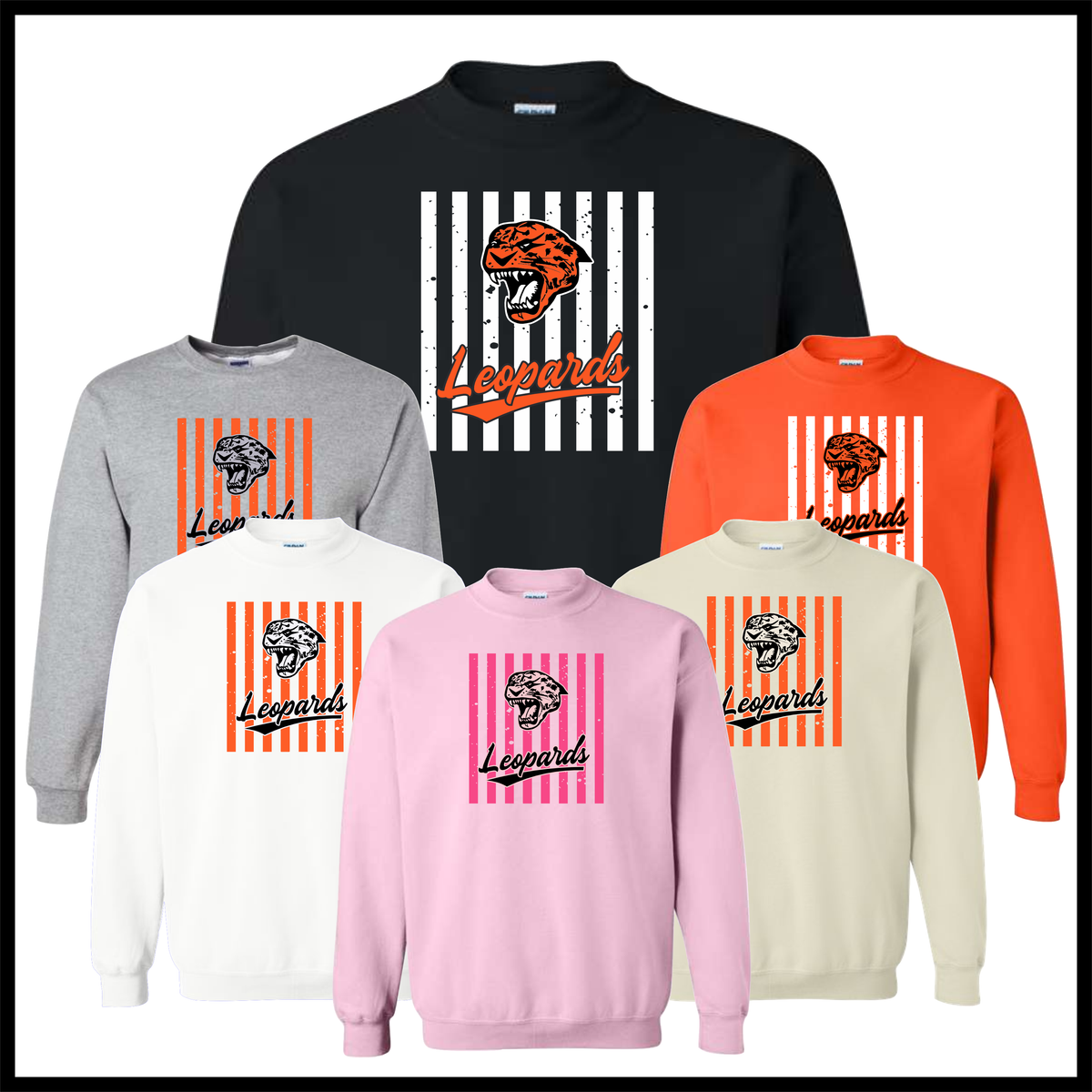 MES LLPO Striped Leopards Cotton Blend Crewneck Sweatshirt