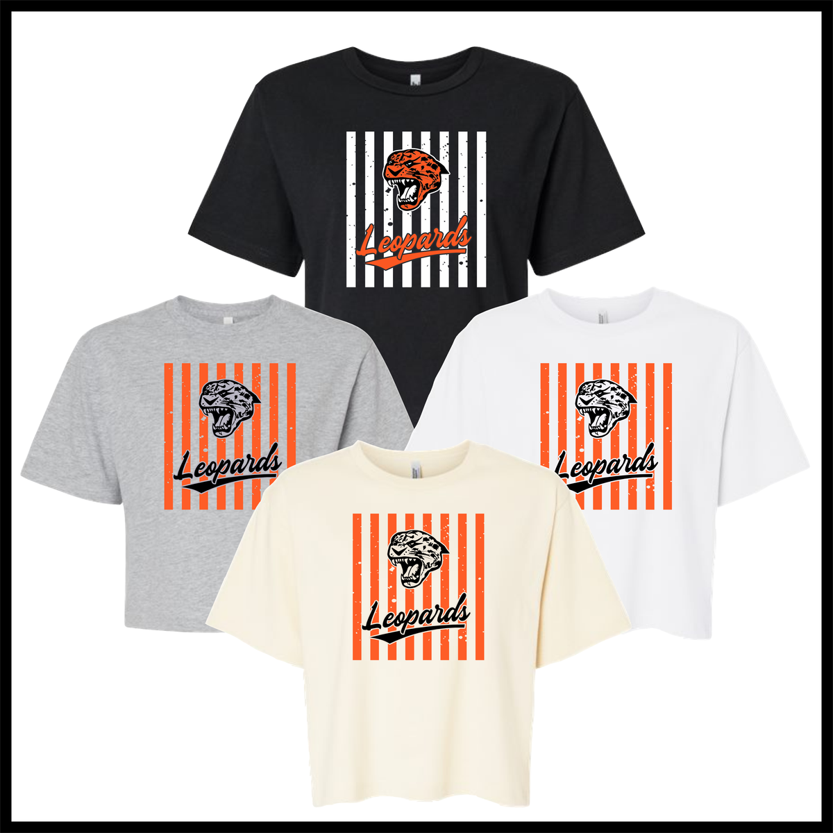 MES LLPO Striped Leopards Boxy Crop T-Shirt