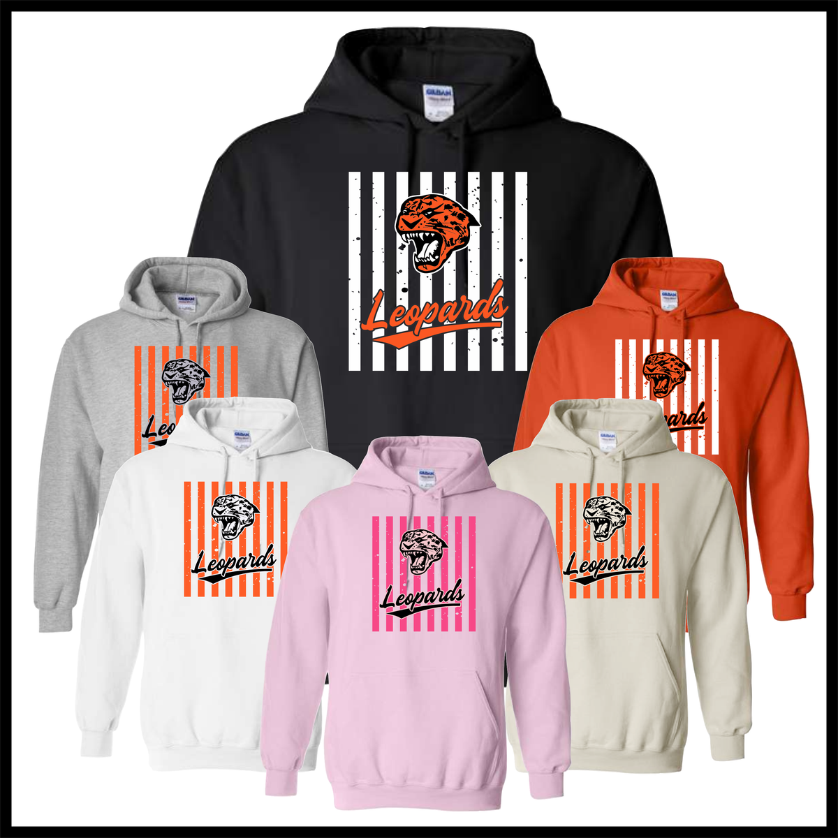 MES LLPO Striped Leopards Cotton Blend Hoodie Sweatshirt