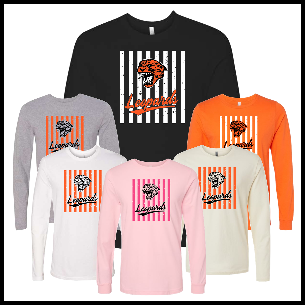 MES LLPO Striped Leopards Long Sleeve Ringspun Cotton T-Shirt
