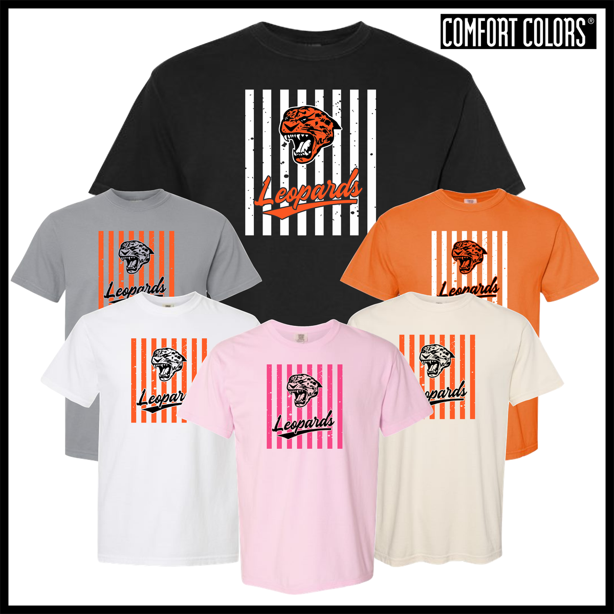 MES LLPO Striped Leopards Short Sleeve Comfort Colors T-Shirt