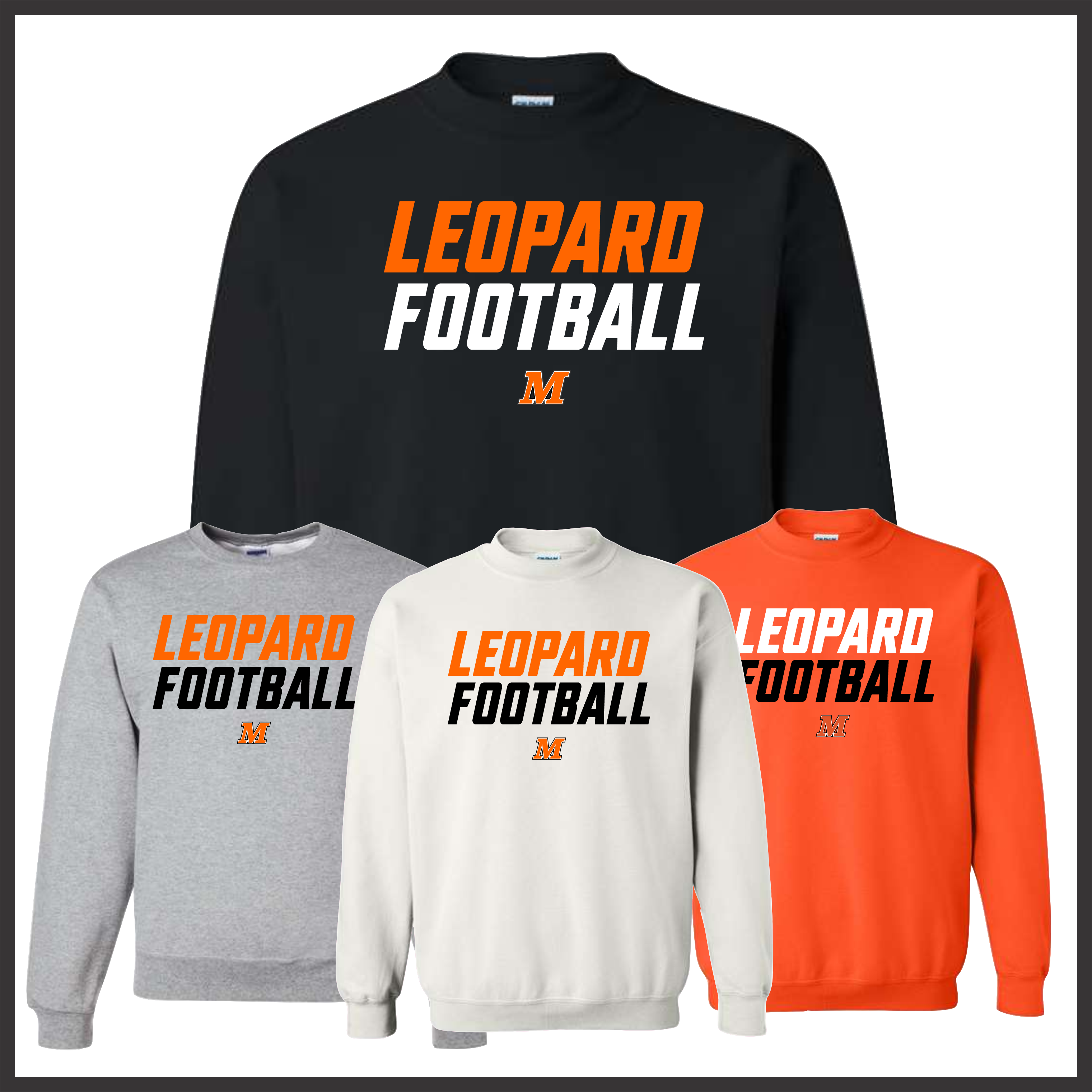 Malvern FB'26 Leopard Football Cotton Blend Crewneck Sweatshirt
