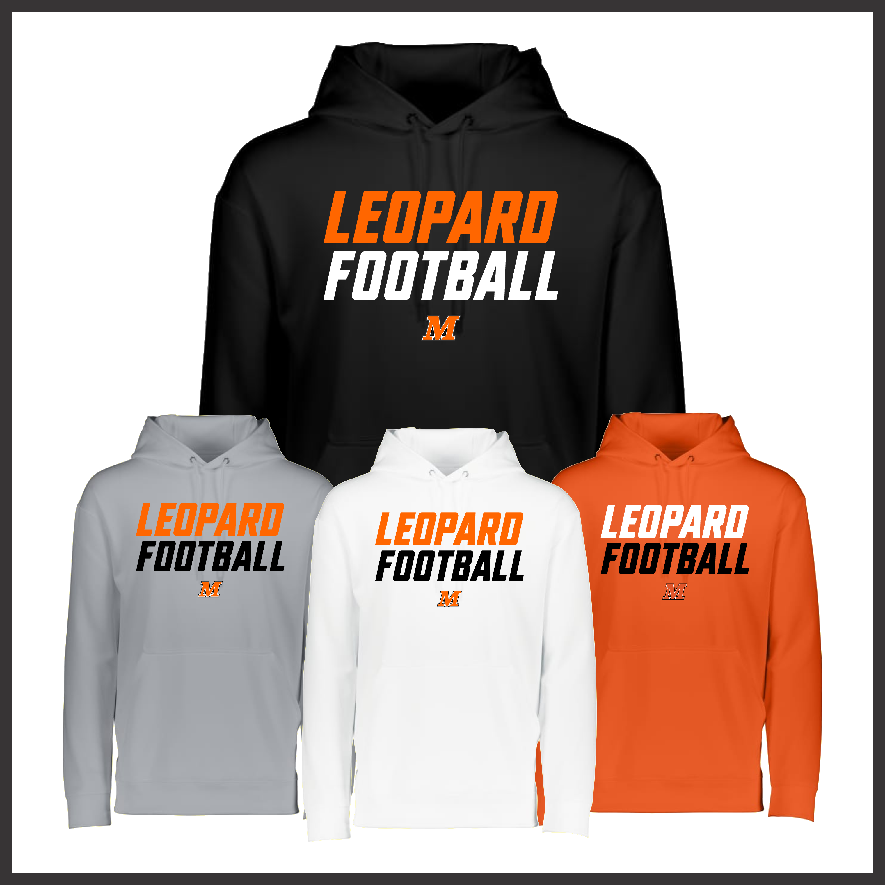 Malvern FB'26 Leopard Football 100% Poly Wicking Fleece Hoodie Sweatshirt