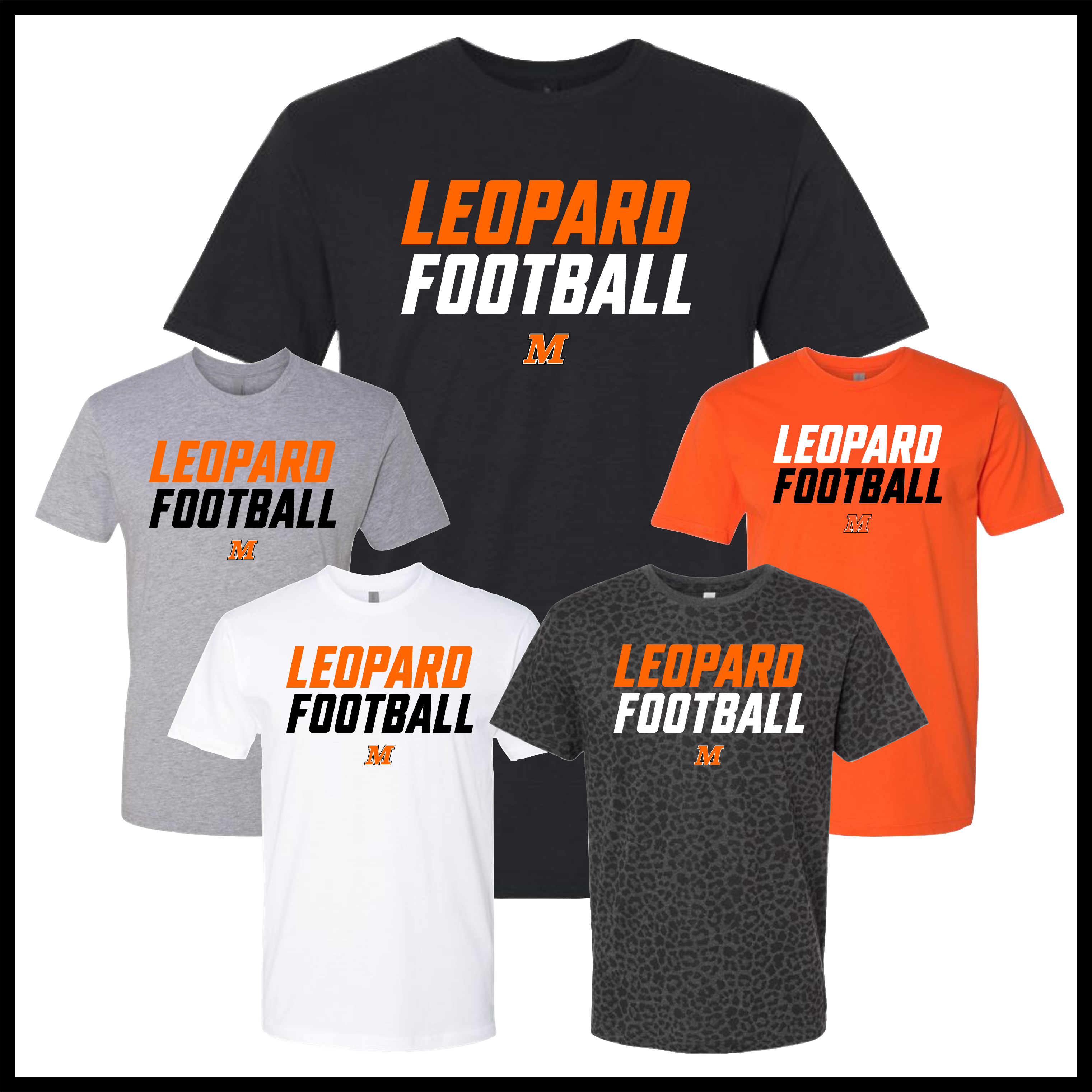 Malvern FB'26 Leopard Football Short Sleeve Ringspun Cotton T-Shirt