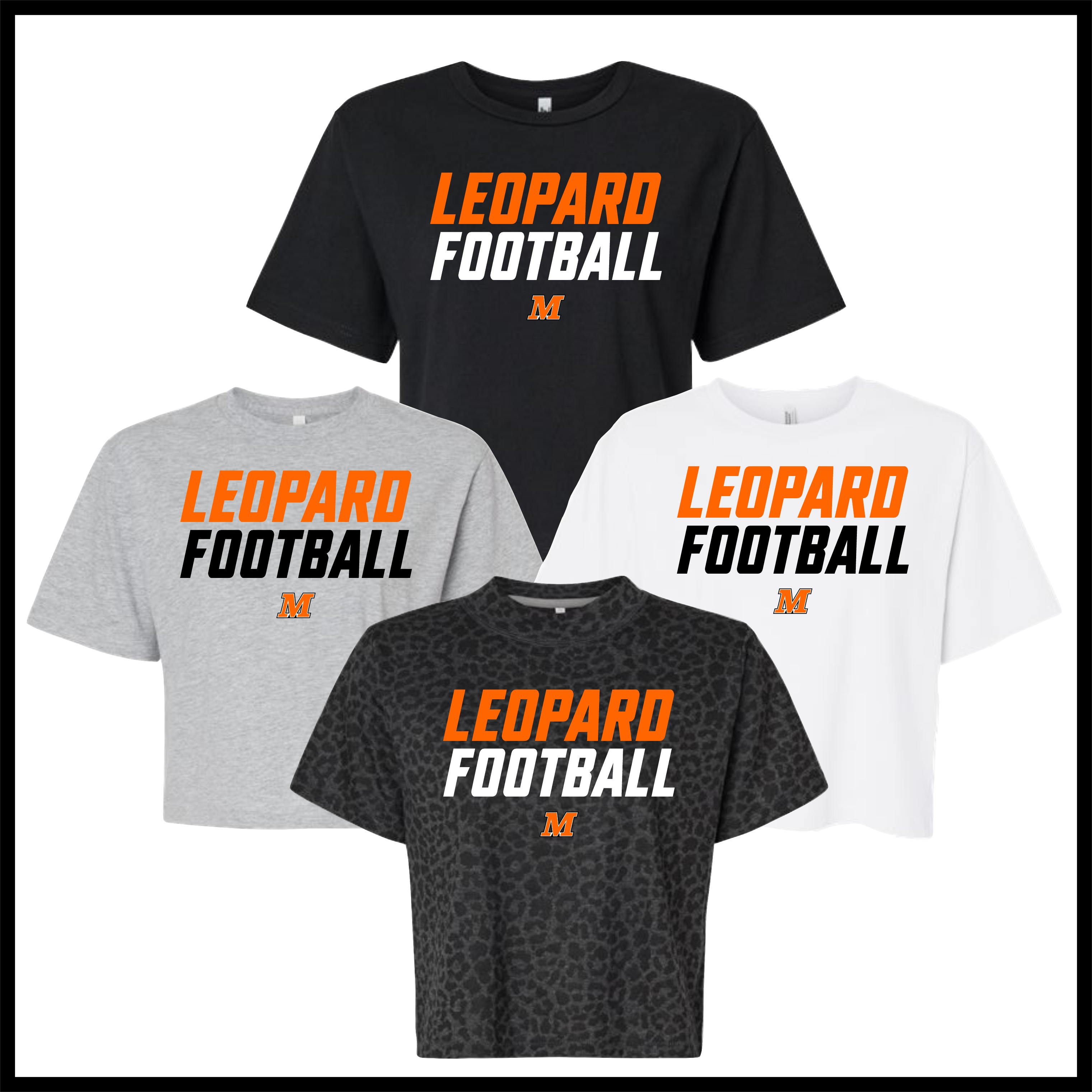 Malvern FB'26 Leopard Football Boxy Crop T-Shirt