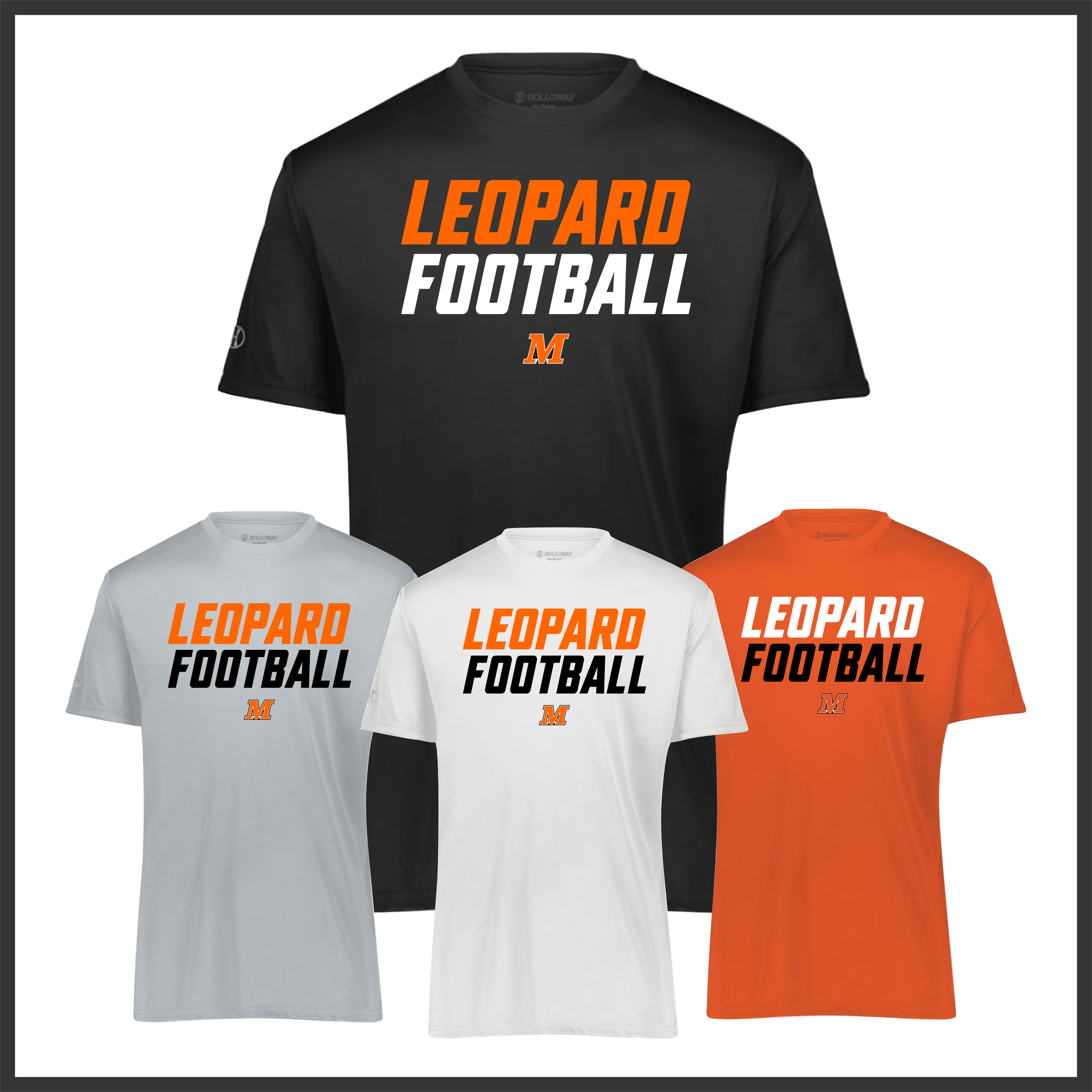 Malvern FB'26 Leopard Football Short Sleeve 100% Poly Wicking T-Shirt