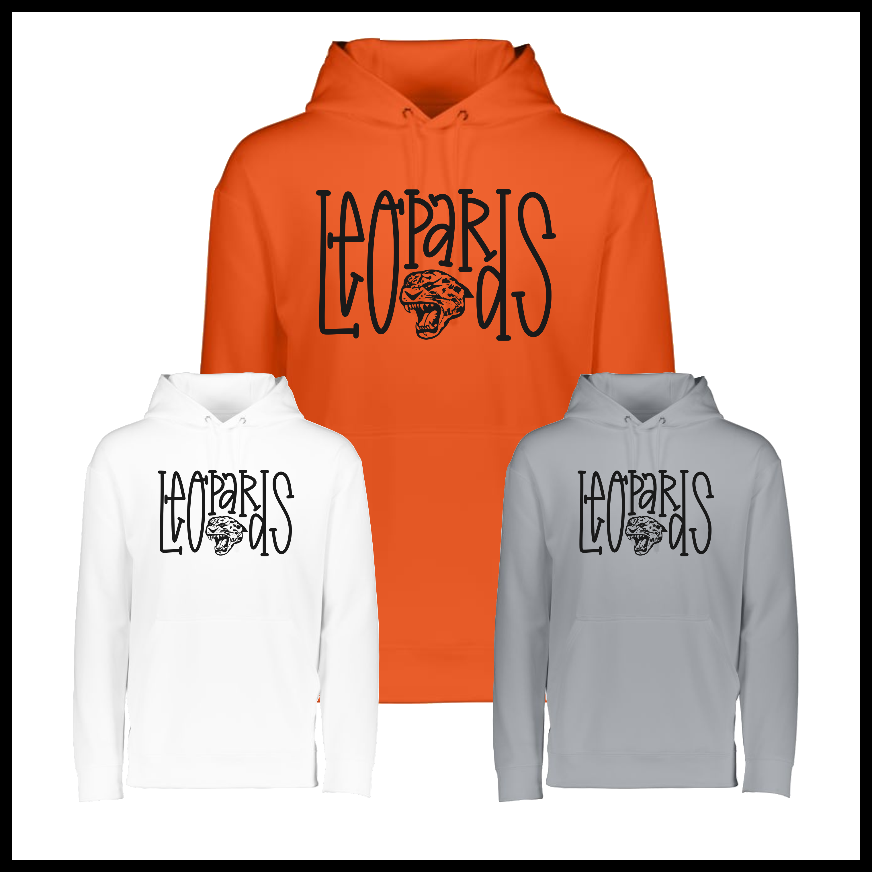 Malvern FB'26 Leopards Text 100% Poly Wicking Fleece Hoodie Sweatshirt