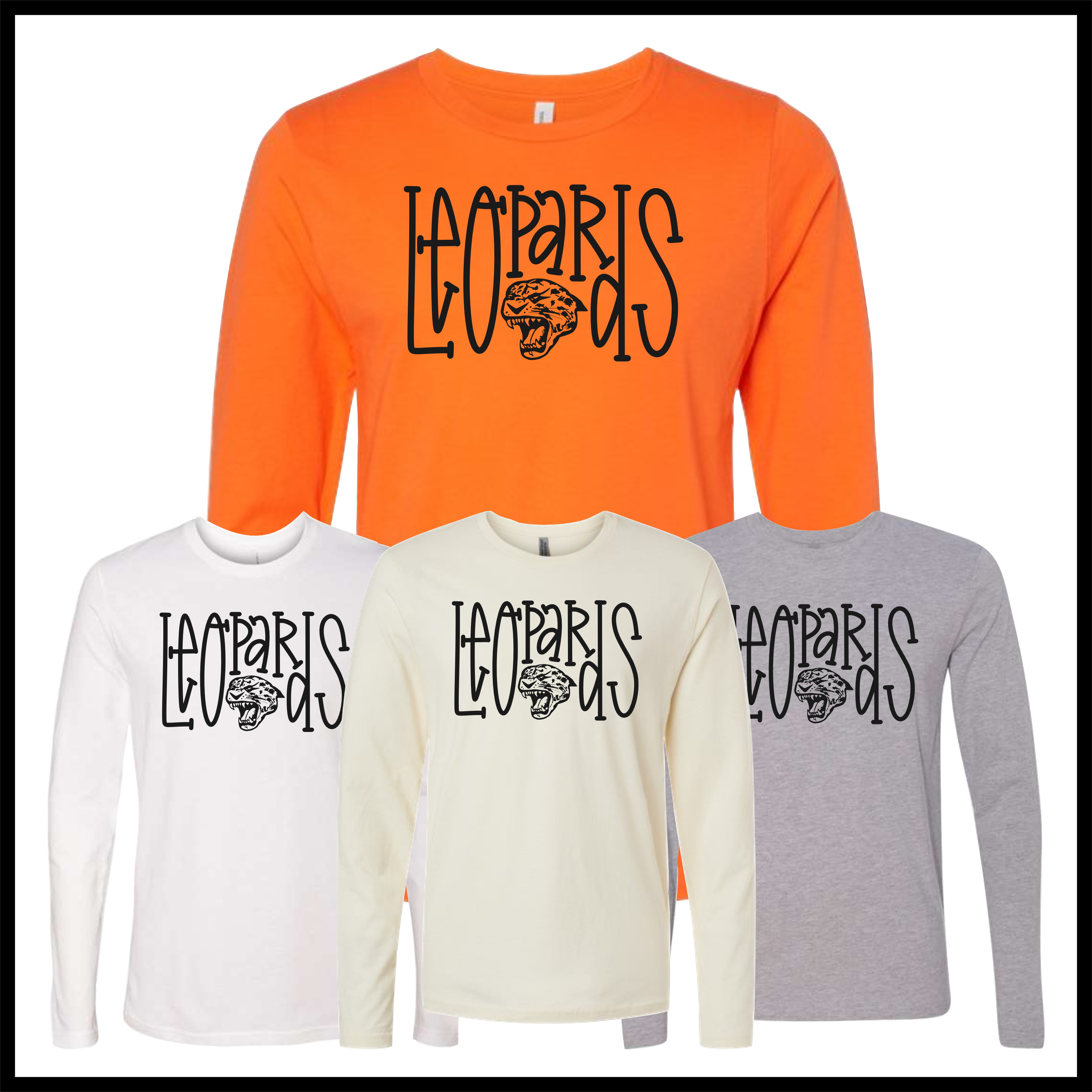 Malvern FB'26 Leopards Text Long Sleeve Ringspun Cotton T-Shirt