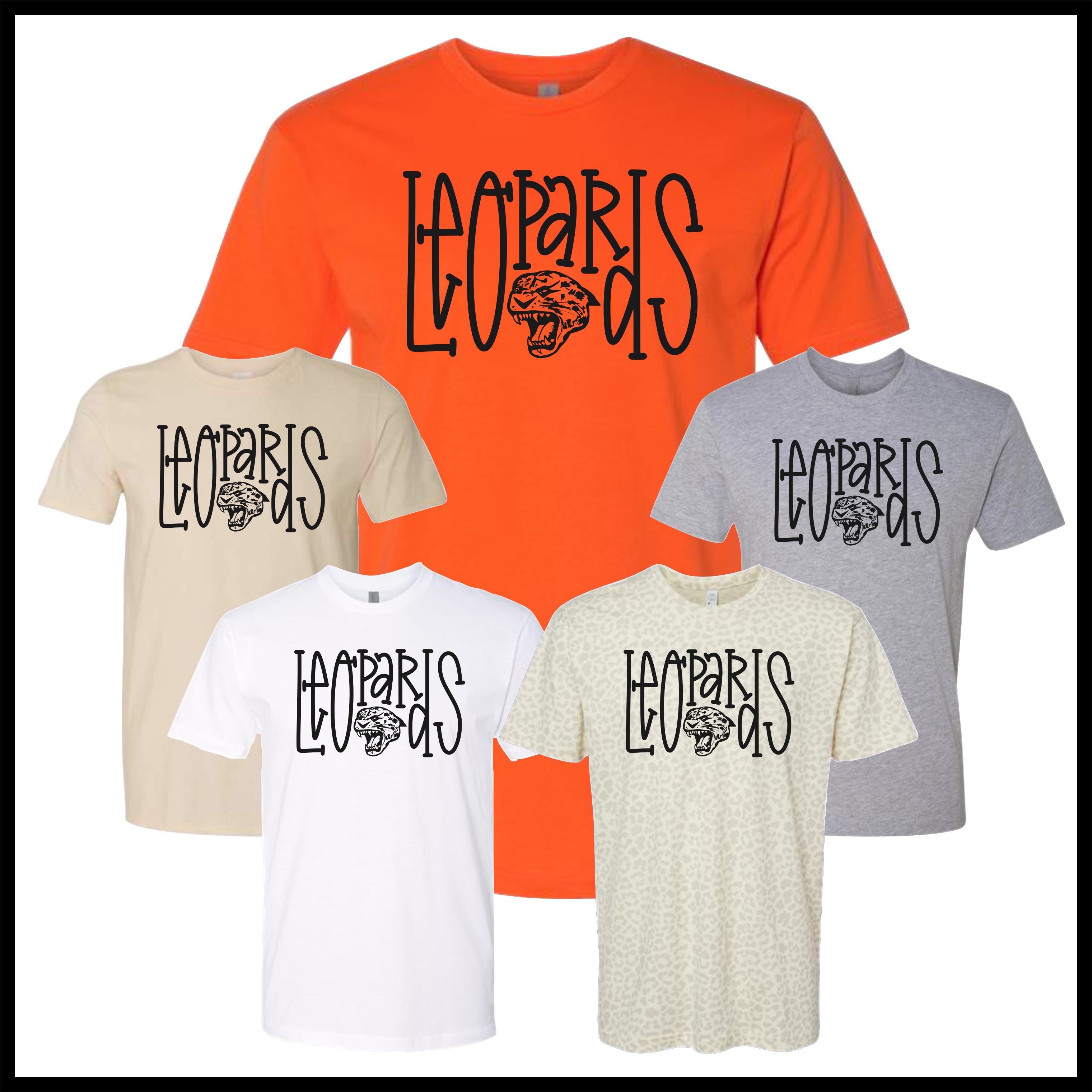 Malvern FB'26 Leopards Text Short Sleeve Ringspun Cotton T-Shirt