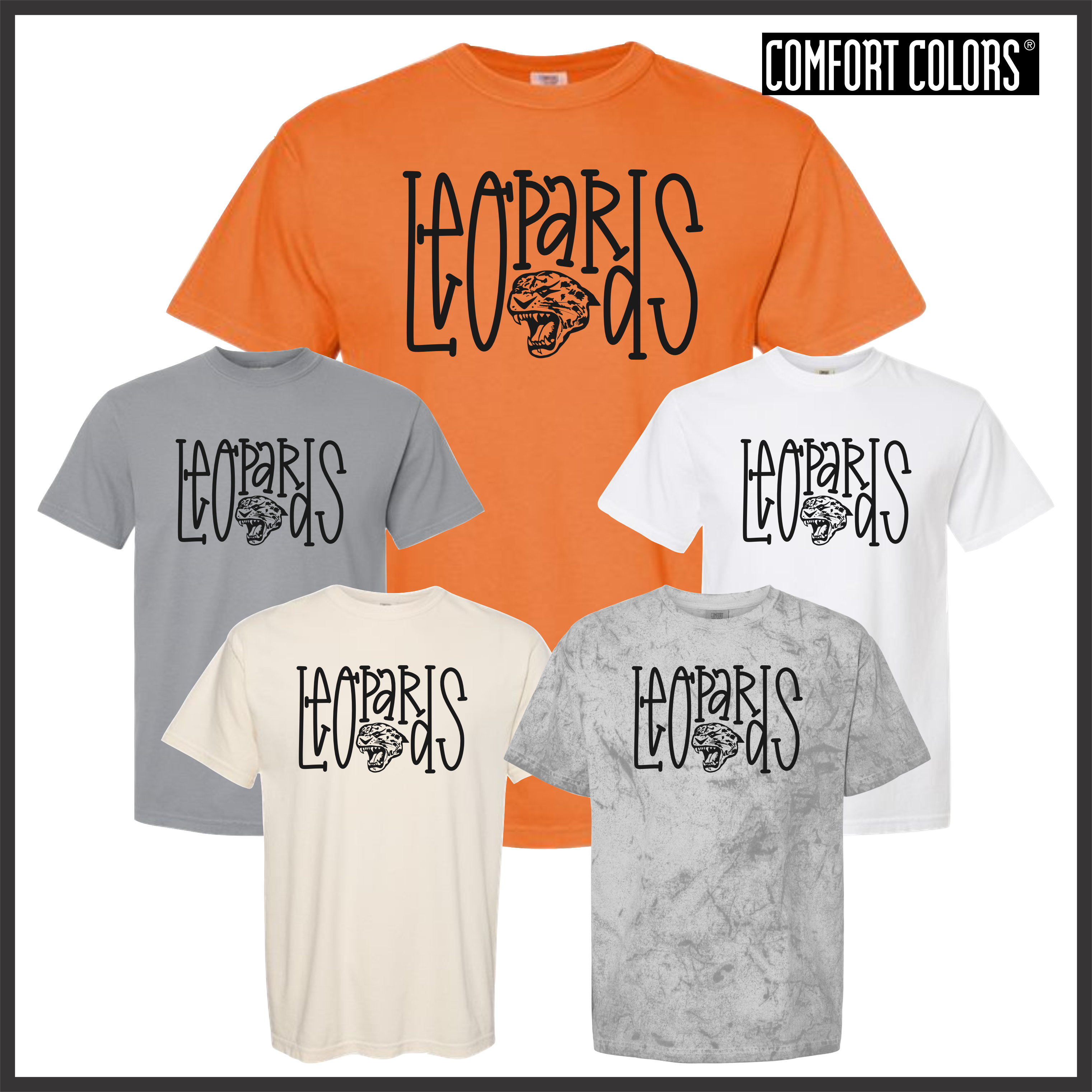 Malvern FB'26 Leopards Text Short Sleeve Comfort Colors T-Shirt