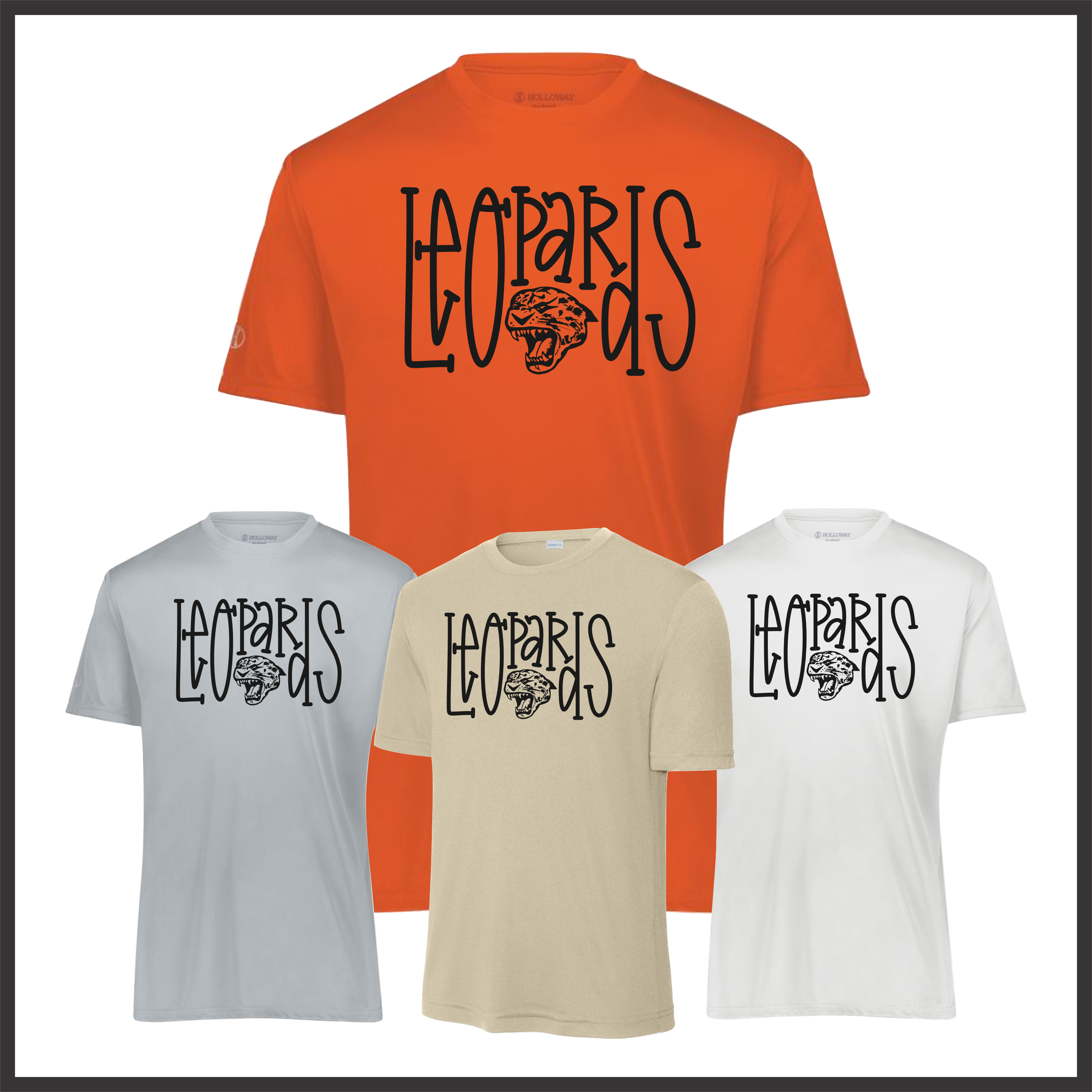 Malvern FB'26 Leopards Text Short Sleeve 100% Poly Wicking T-Shirt