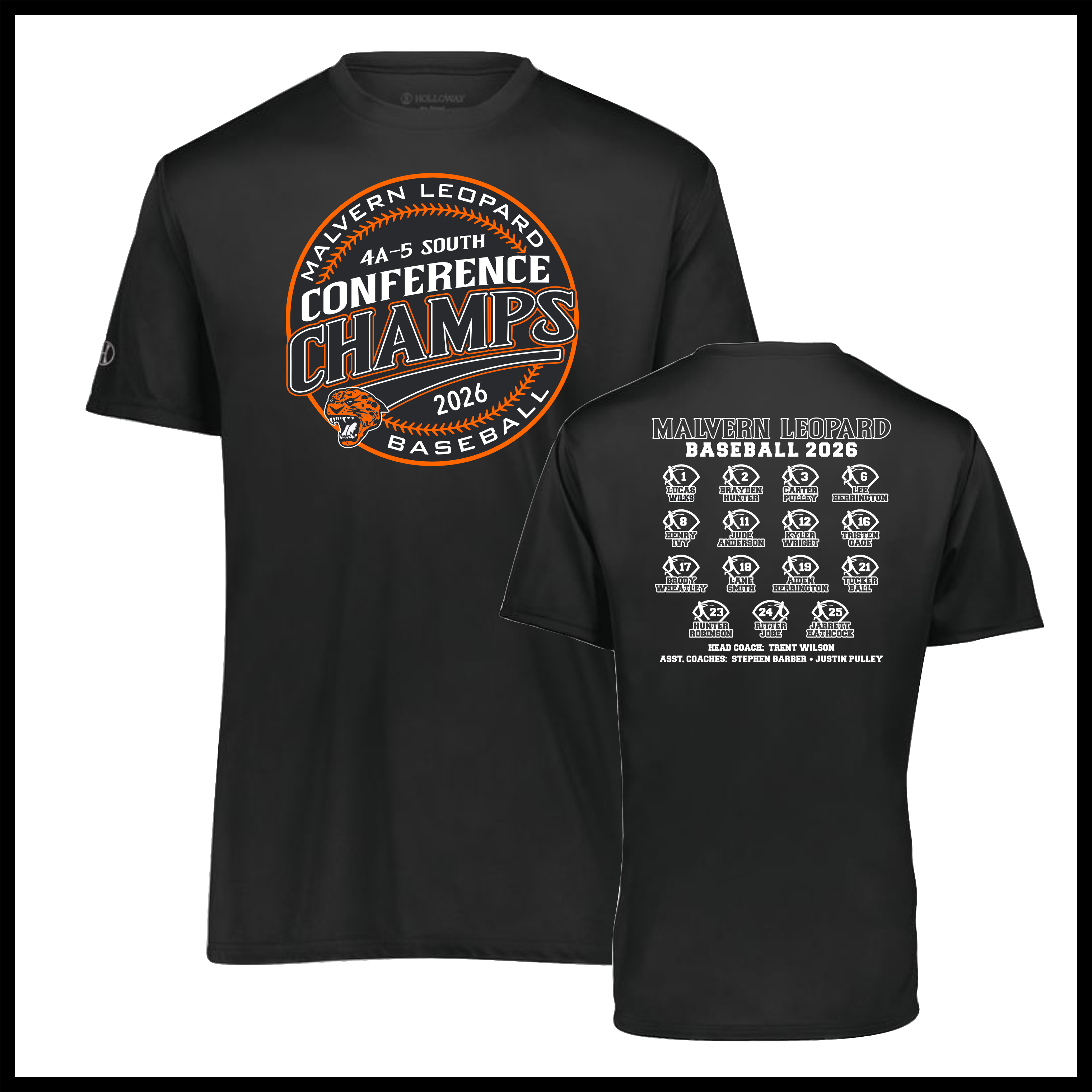 Malvern Baseball Conference Champs Short Sleeve 100% Poly Wicking T-Shirt
