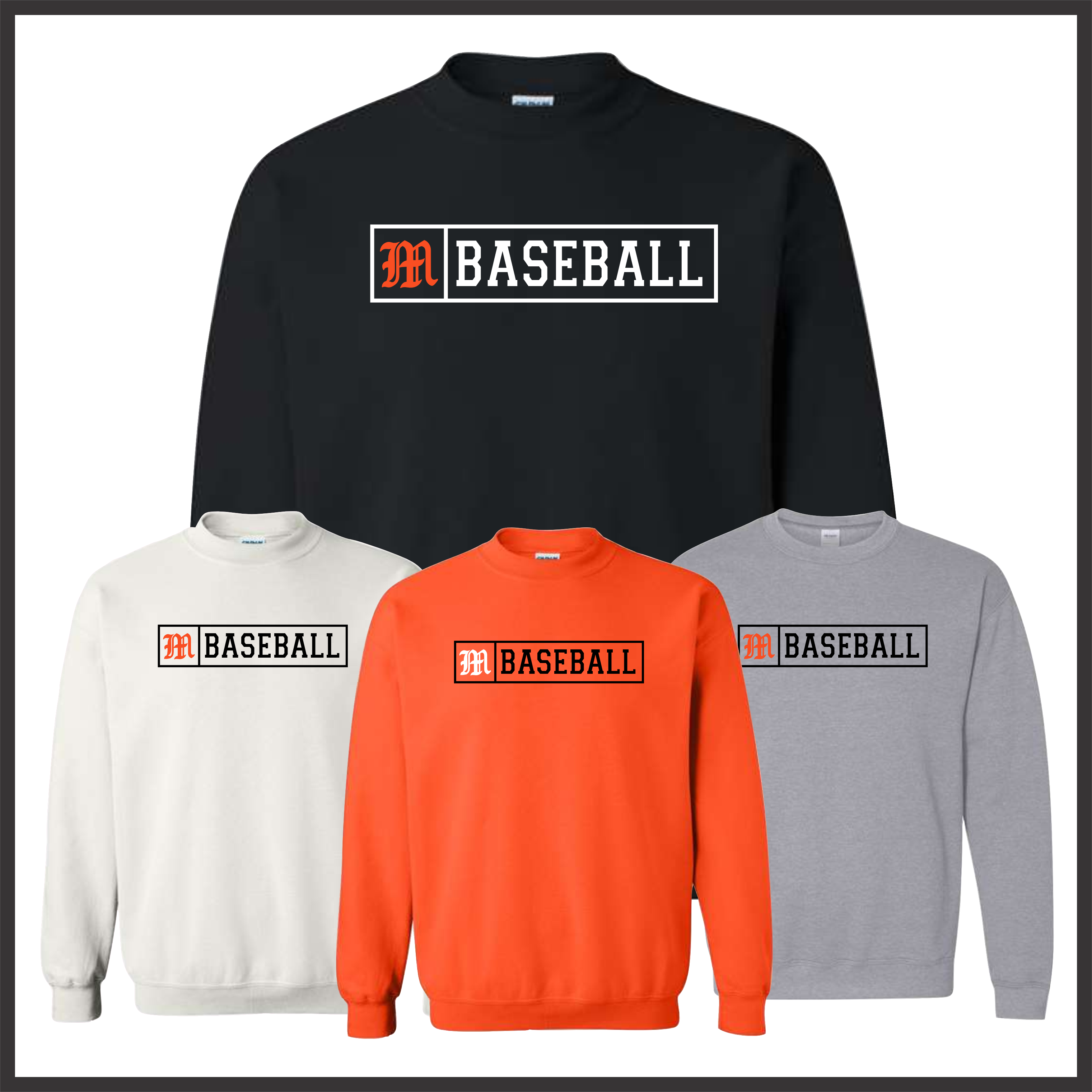Malvern Baseball TEXT BLOCK Cotton Blend Crewneck Sweatshirt