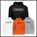 Malvern Baseball TEXT BLOCK 100% Poly Wicking Hoodie Sweatshirt