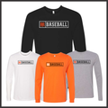 Malvern Baseball TEXT BLOCK Long Sleeve Ringspun Cotton T-Shirt