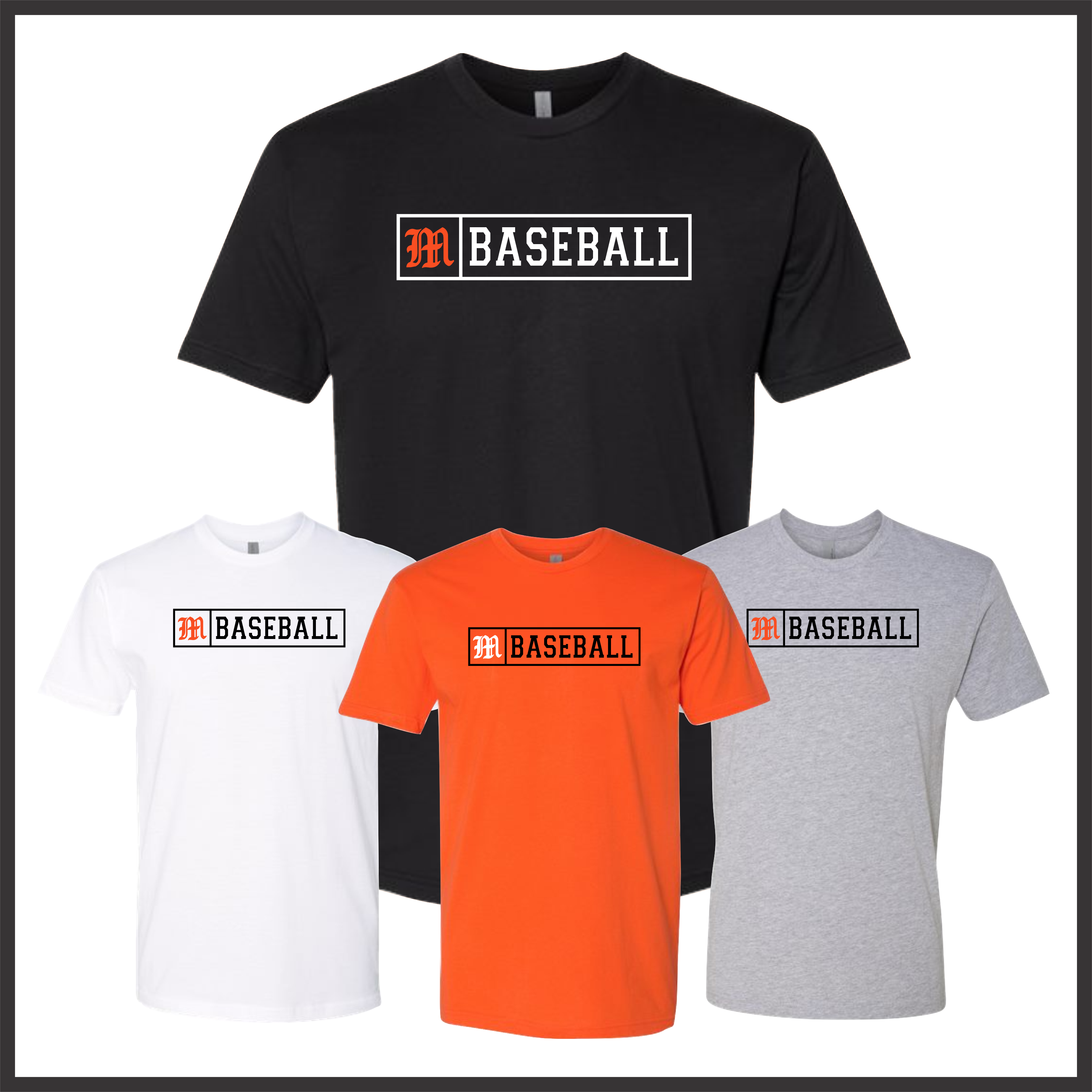 Malvern Baseball TEXT BLOCK Short Sleeve Ringspun Cotton T-Shirt