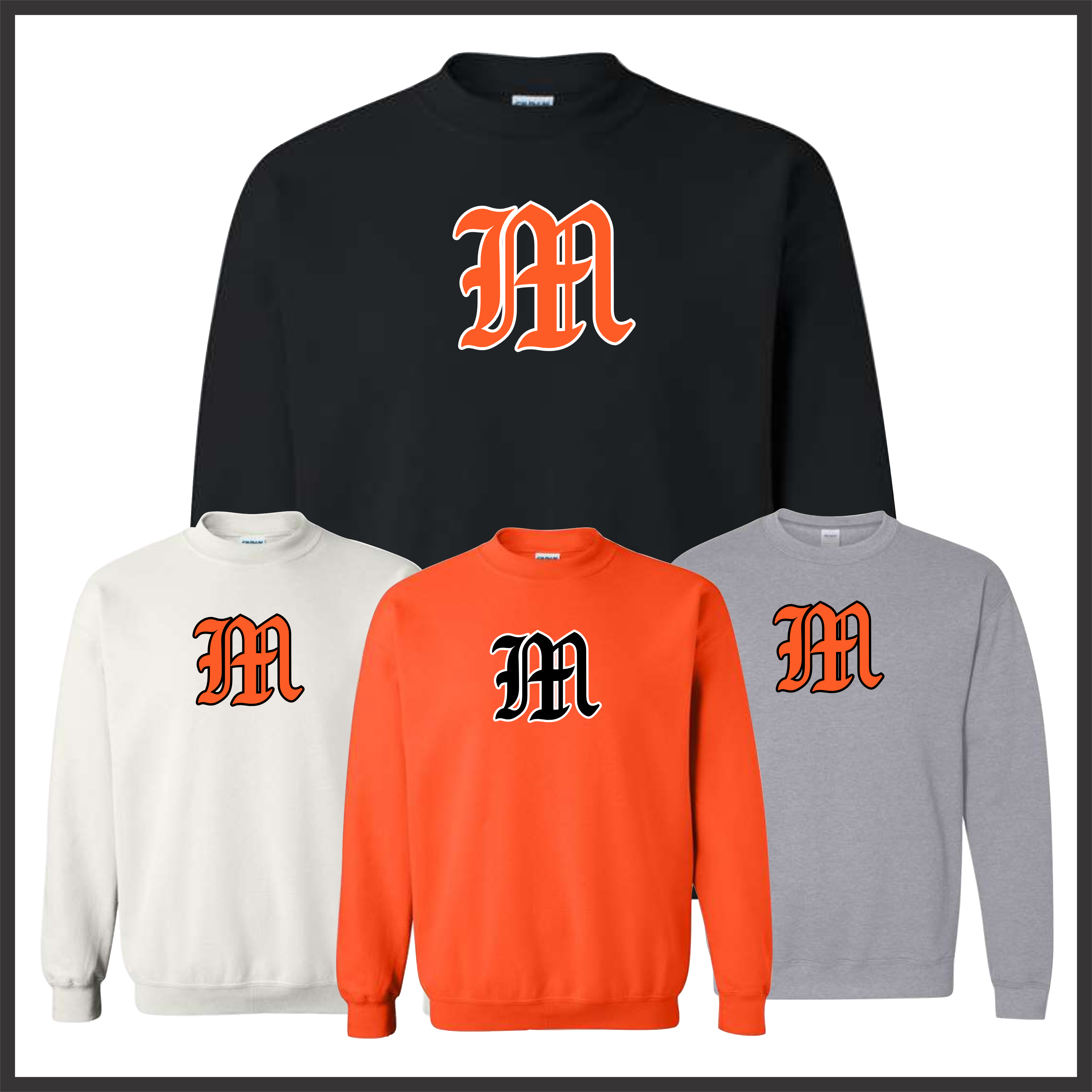 Malvern Baseball VINTAGE M LOGO Cotton Blend Crewneck Sweatshirt