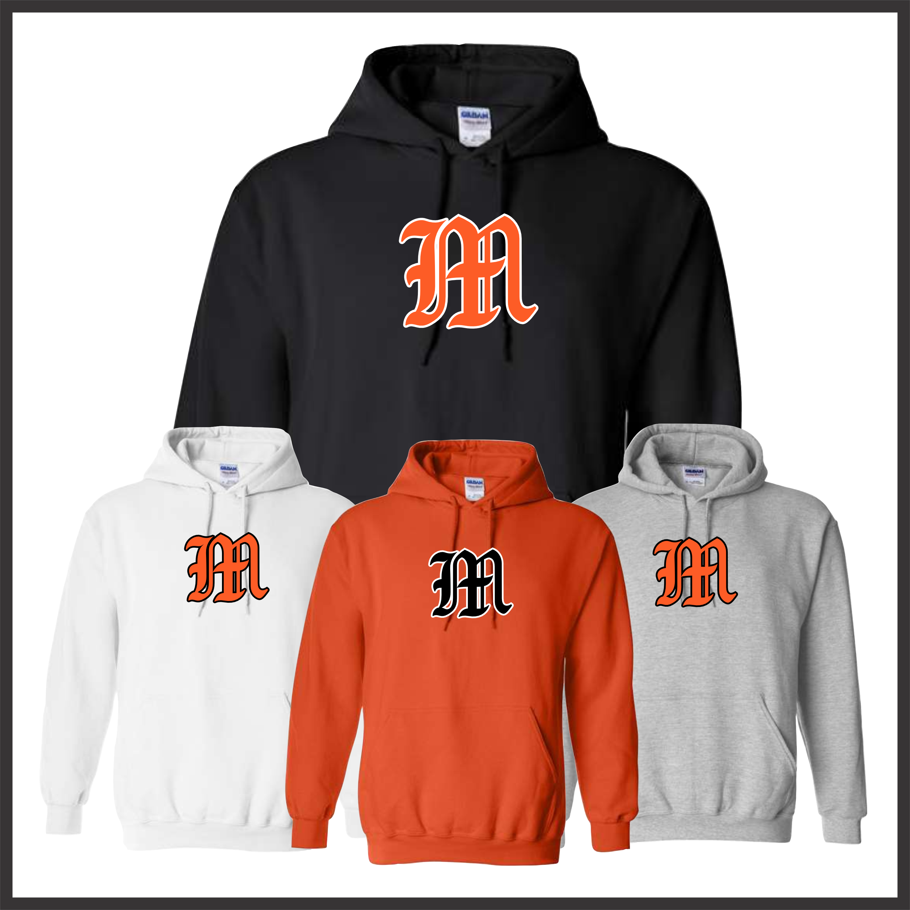 Malvern Baseball VINTAGE M LOGO Cotton Blend Hoodie Sweatshirt