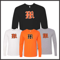 Malvern Baseball VINTAGE M LOGO Long Sleeve Ringspun Cotton T-Shirt
