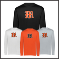 Malvern Baseball VINTAGE M LOGO Long Sleeve 100% Poly Wicking T-Shirt