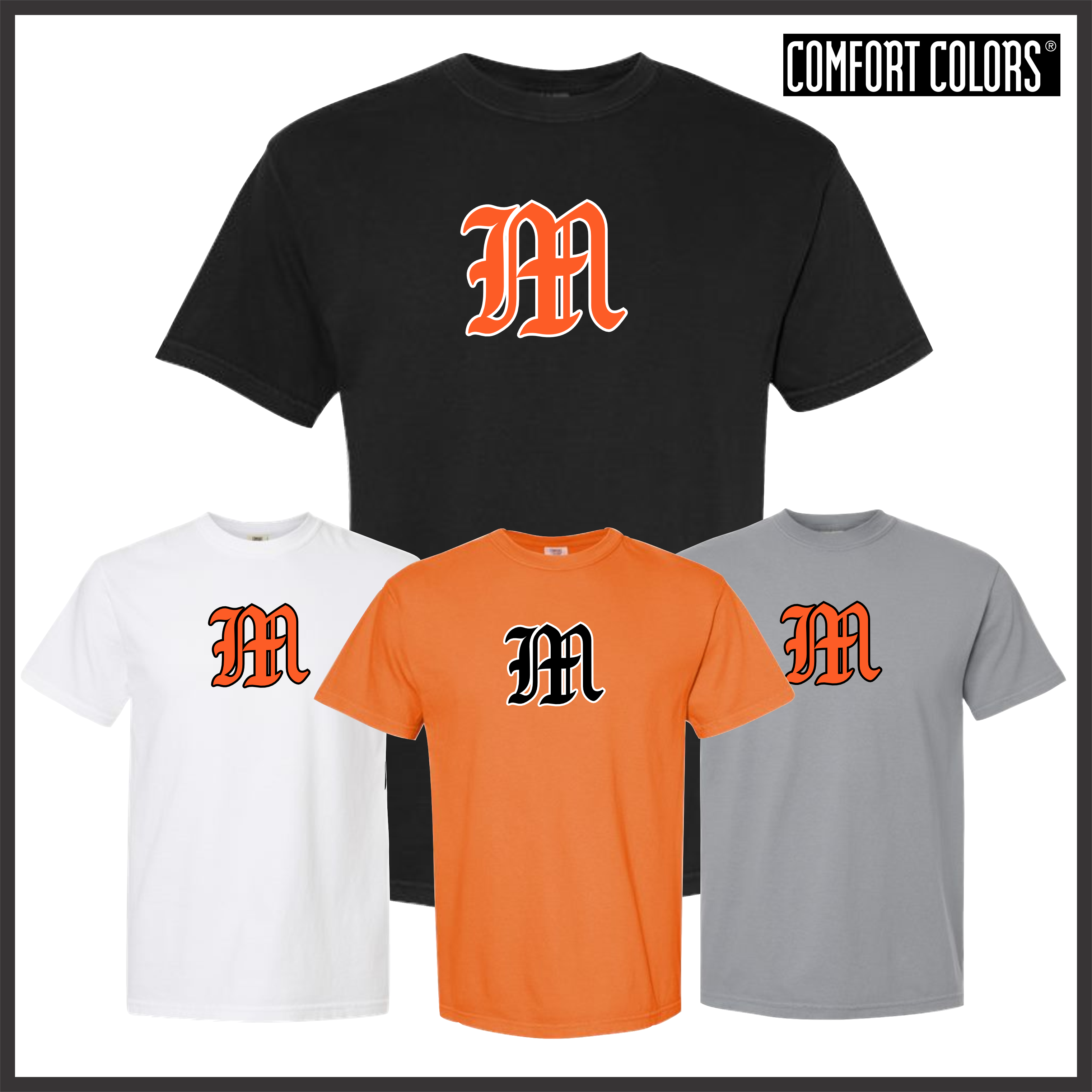 Malvern Baseball VINTAGE M LOGO Short Sleeve Comfort Colors T-Shirt