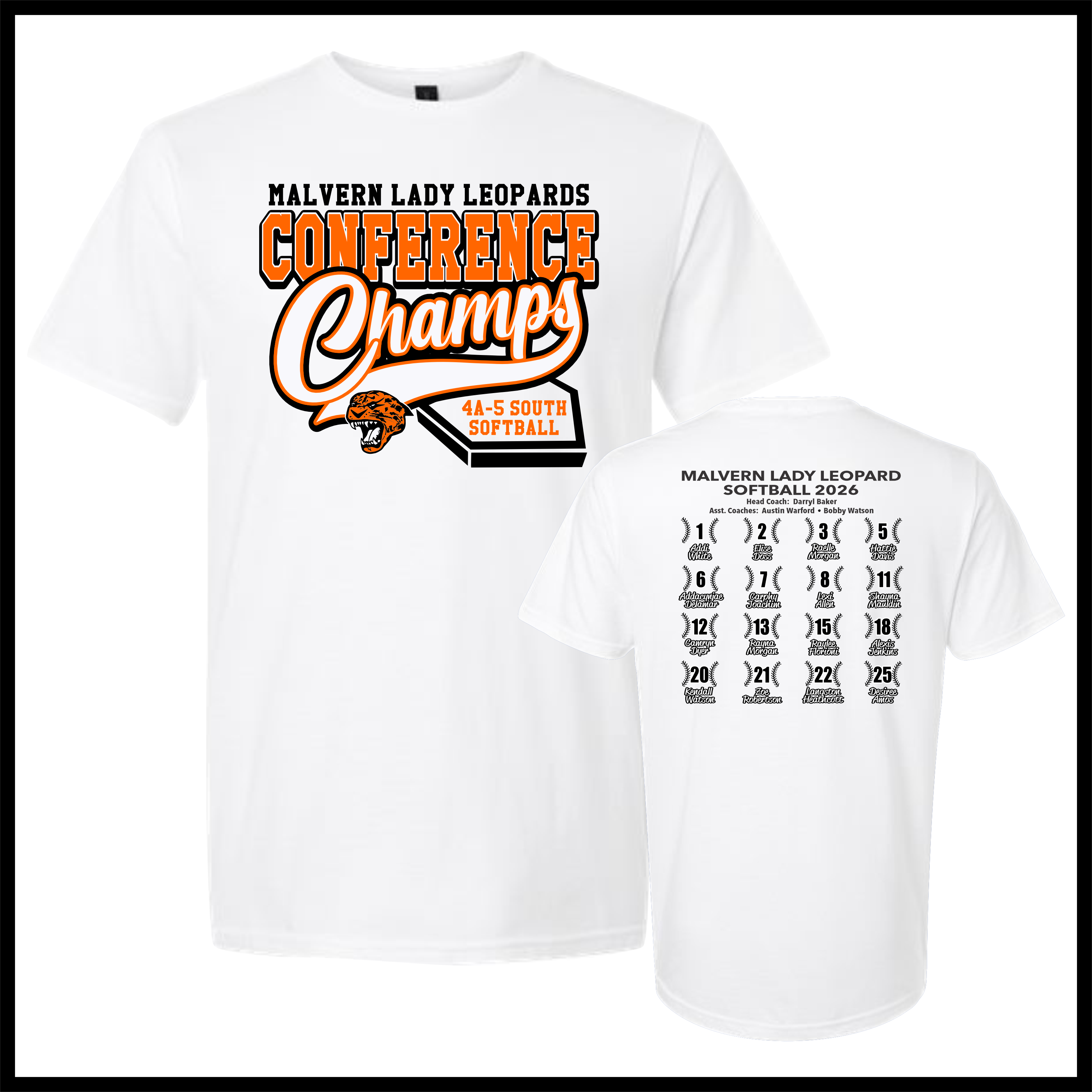 Malvern Softball Conference Champs Short Sleeve Ringspun Cotton T-Shirt