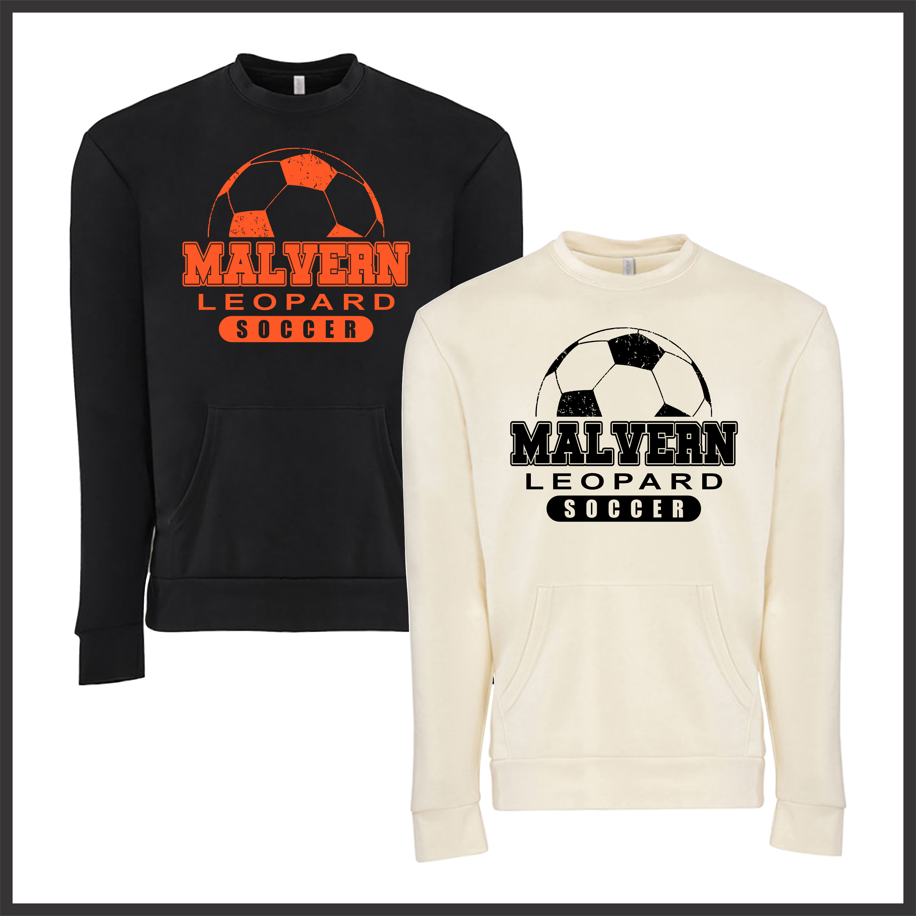 Malvern Soccer BALL PRINT Cotton Blend *POCKET* Crewneck Sweatshirt