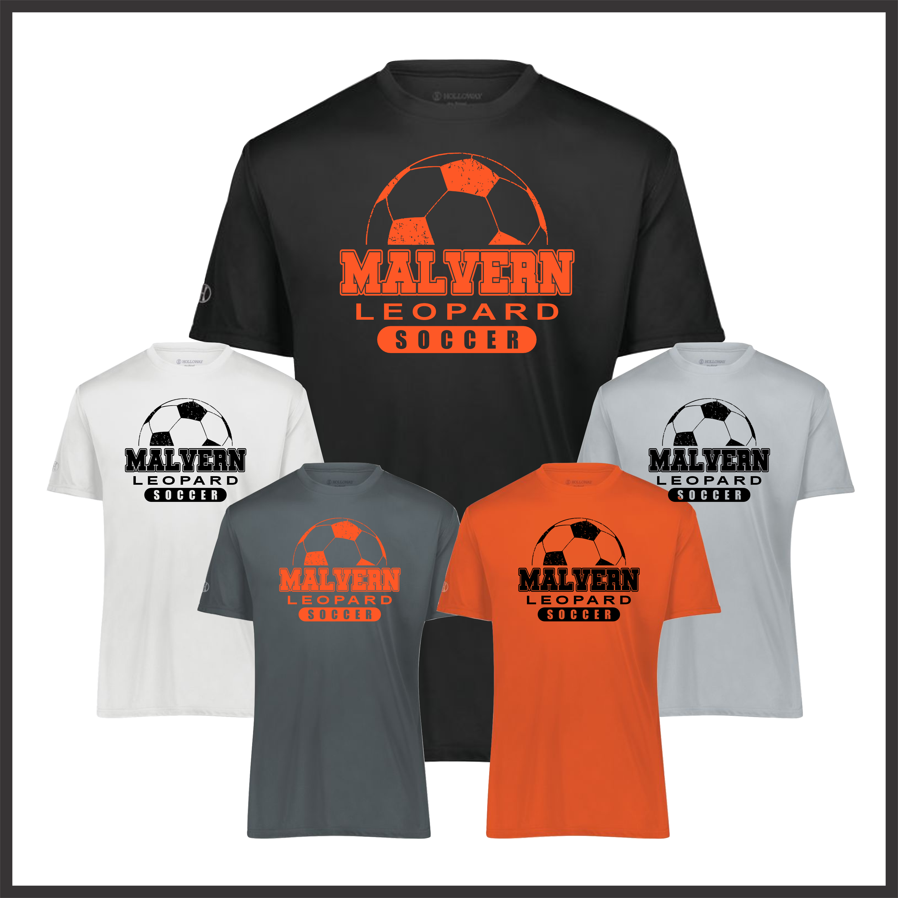 Malvern Soccer BALL PRINT Short Sleeve 100% Poly Wicking T-Shirt