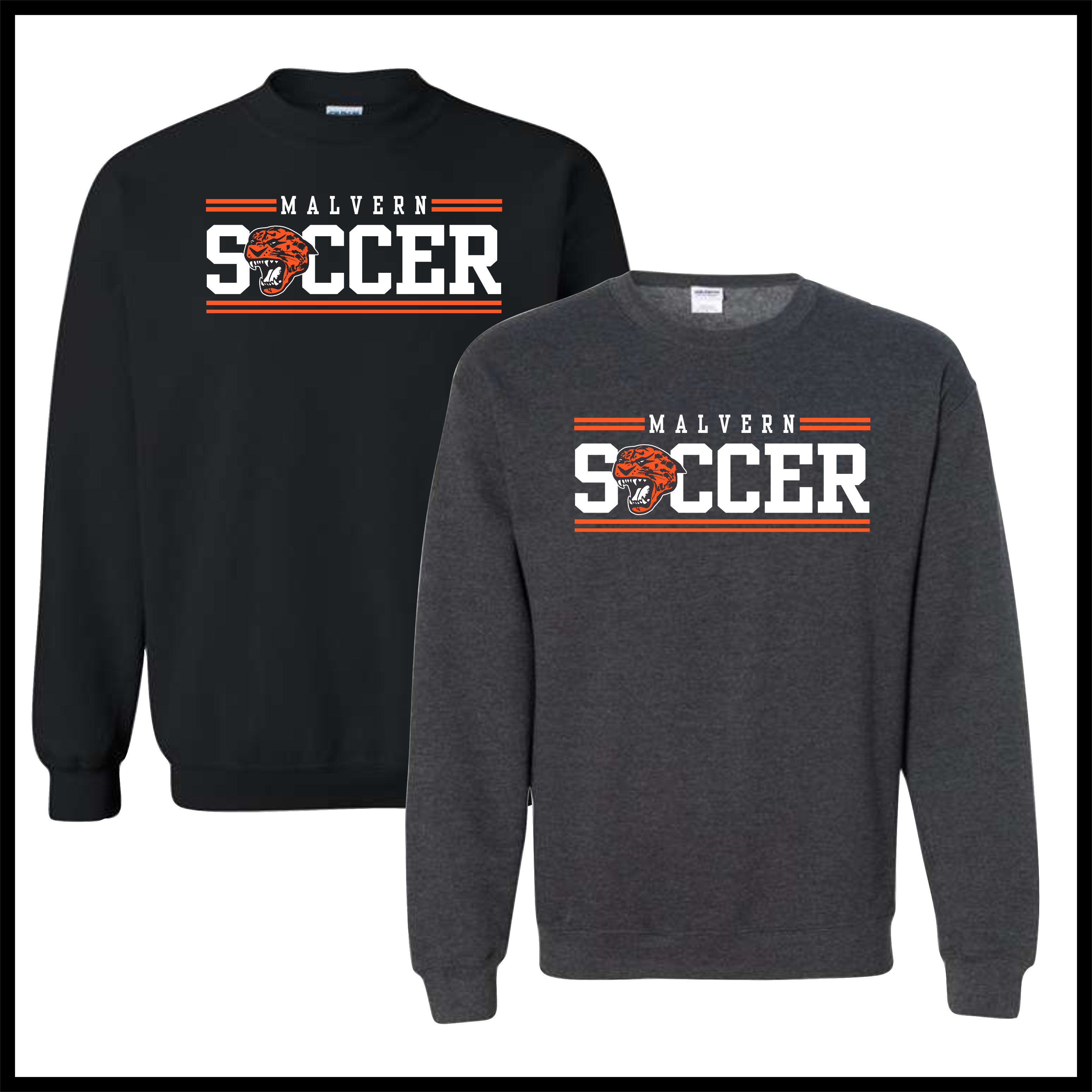 Malvern Soccer BLOCK TEXT Cotton Blend Crewneck Sweatshirt