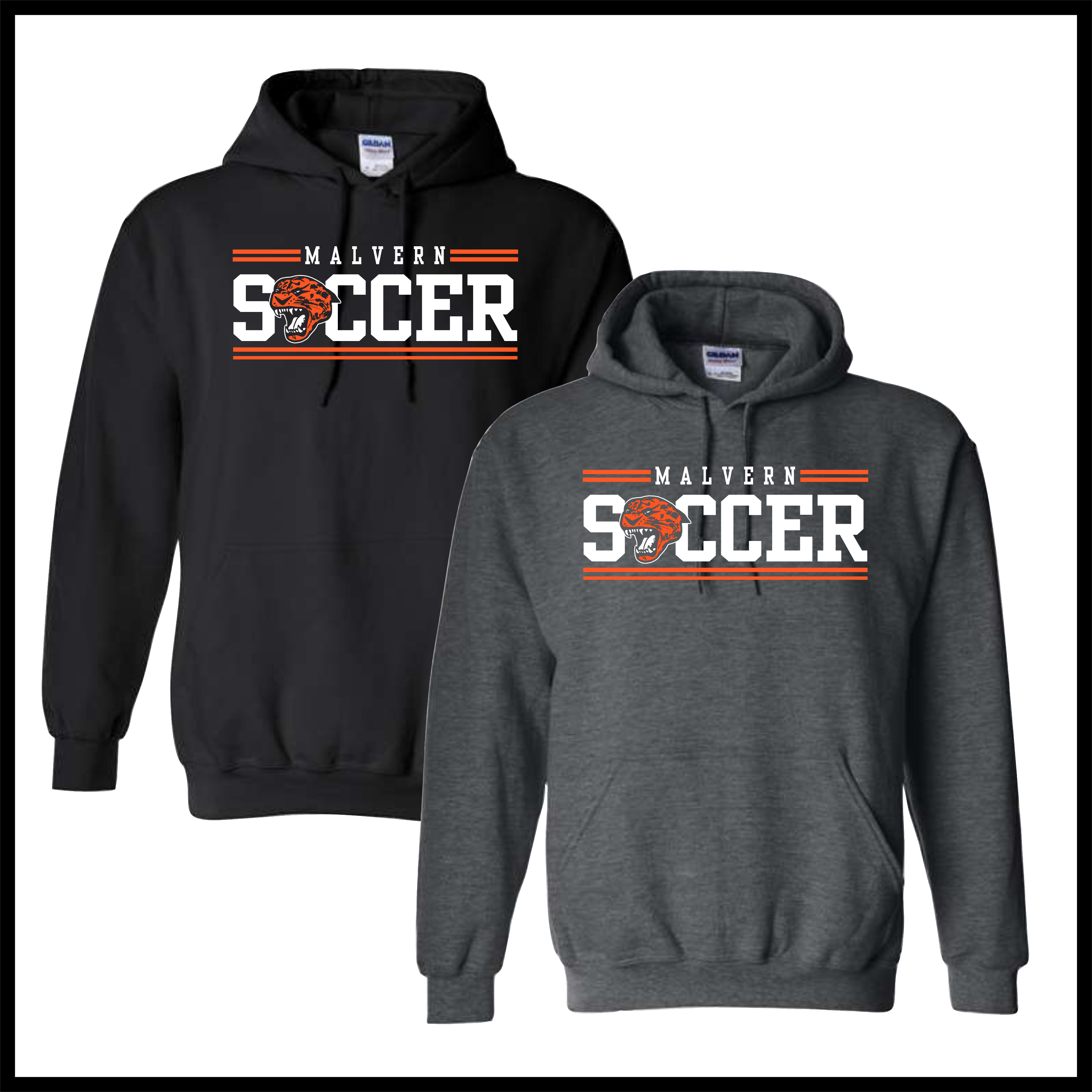 Malvern Soccer BLOCK TEXT Cotton Blend Hoodie Sweatshirt
