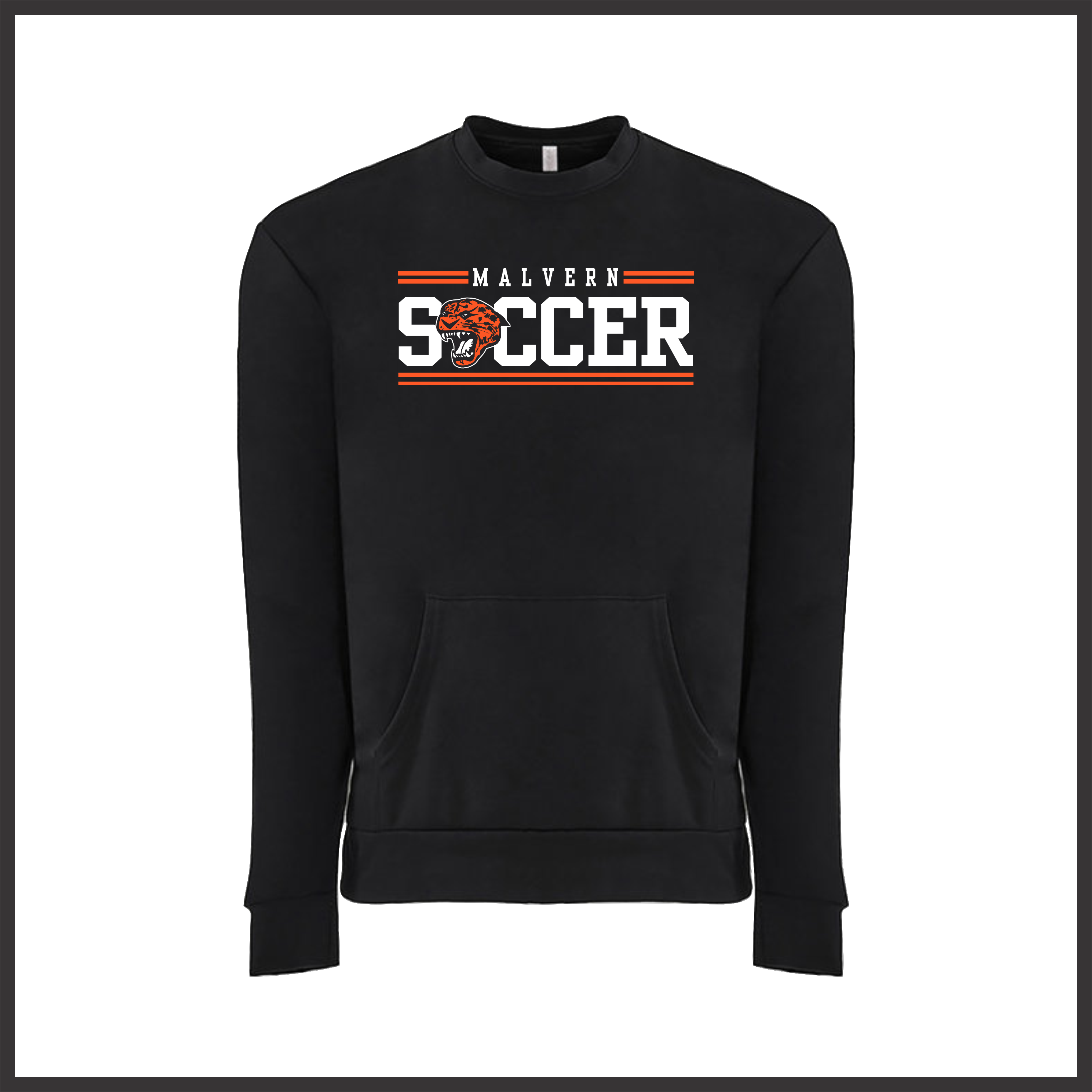 Malvern Soccer BLOCK TEXT Cotton Blend *POCKET* Crewneck Sweatshirt