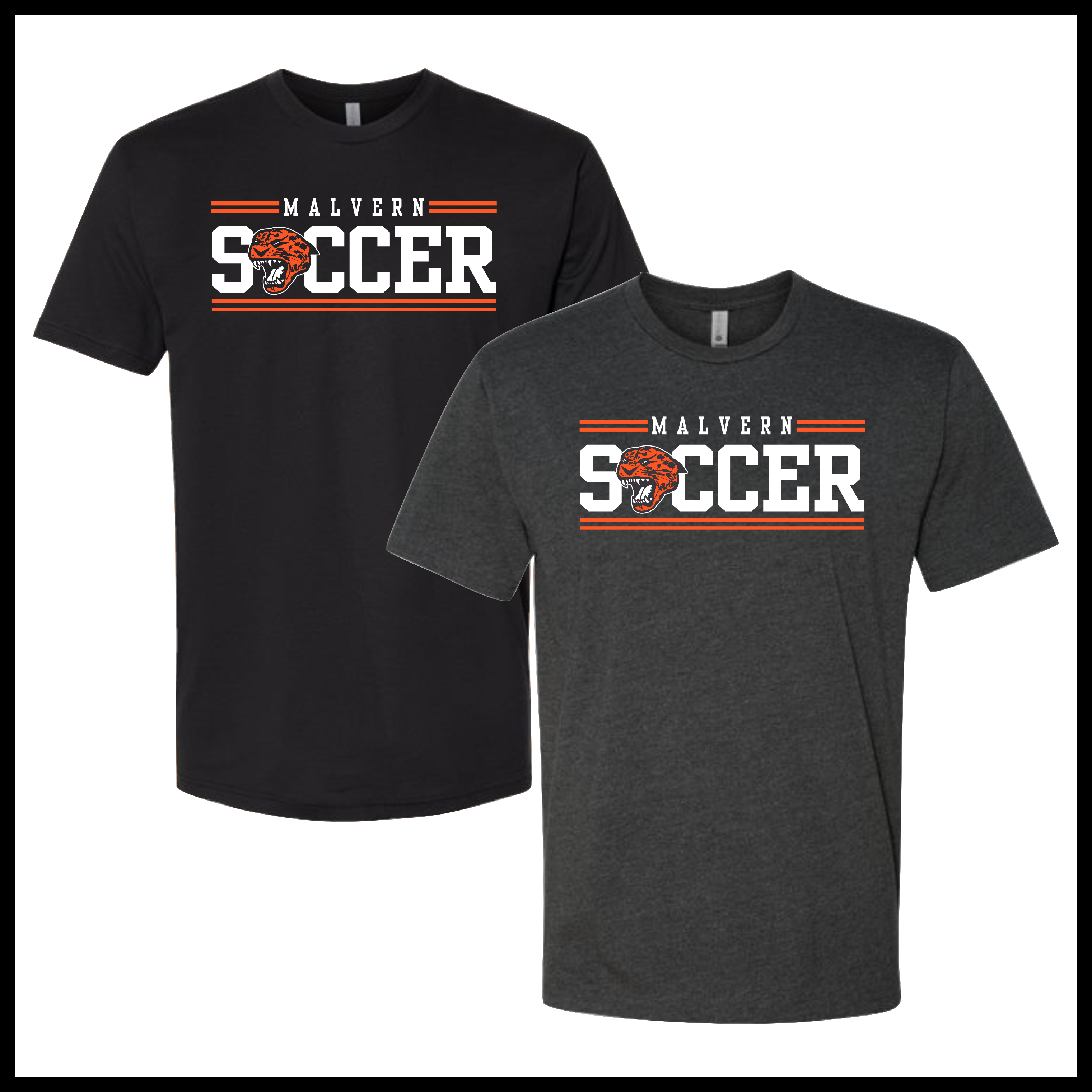 Malvern Soccer BLOCK TEXT Short Sleeve Ringspun Cotton T-Shirt